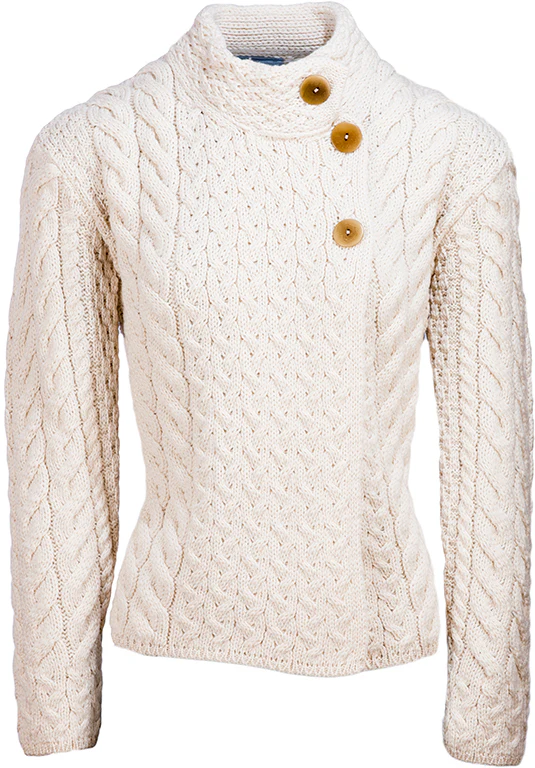 Super Soft Three Button Trellis Cardigan , Natural