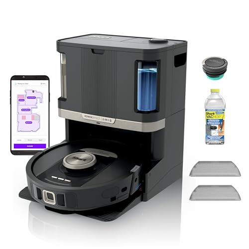 Shark Robot Vacuum & Mop Combo, PowerDetect NeverTouch Pro, Self Emptying, Self Refill with Self Clean Pad Wash & Dry, 60 Day Debris Capacity, 30 Day Refill Tank, 5 PowerDetect Technologies, RV2820ZE