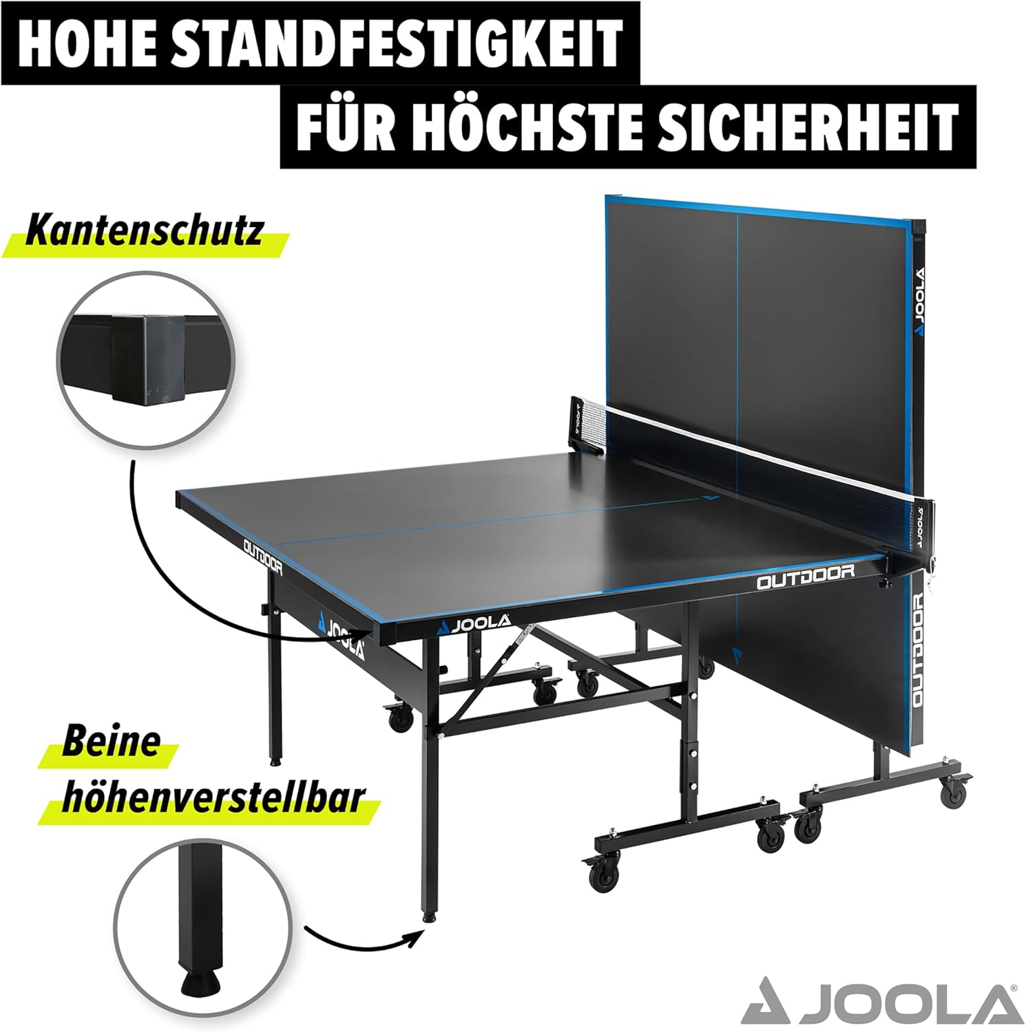 JOOLA Tavolo da ping pong professionale per esterni, 6 mm, superficie composita in alluminio, resistente alle intemperie, pieghevole, con rete inclusa