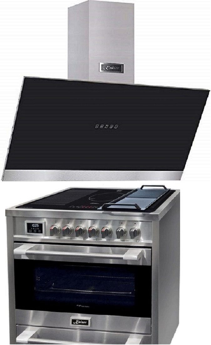 Induktions-Standherd Elektro Standherd 90 cm /5 Kochzonen+Dunstabzugshaube, 90 cm HC 93691 IR+AT 9440 ECO//