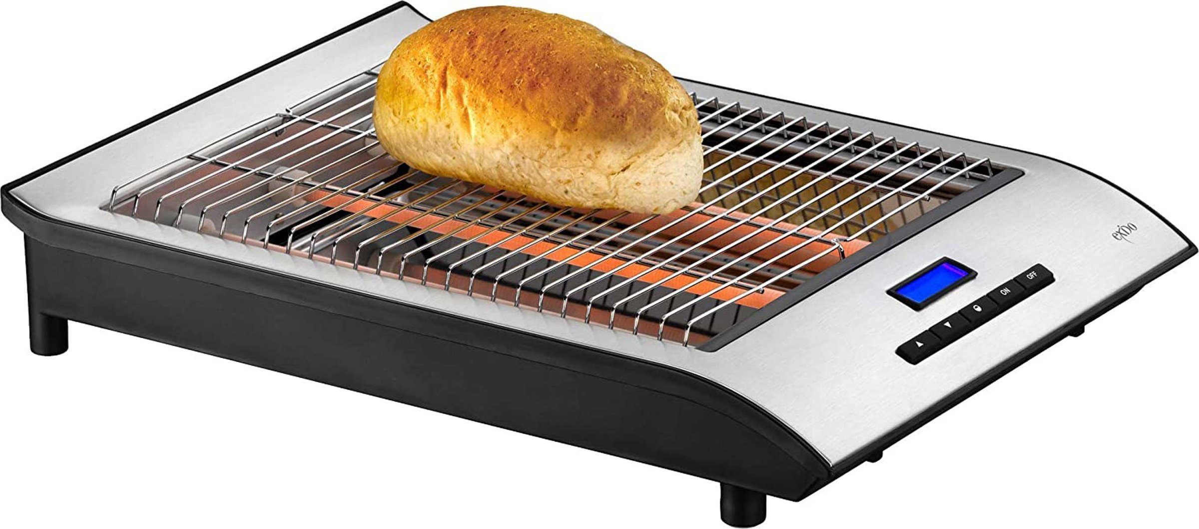 Toaster 12140040 Digitaler Flach-Toaster Brötchen-Röster, silber