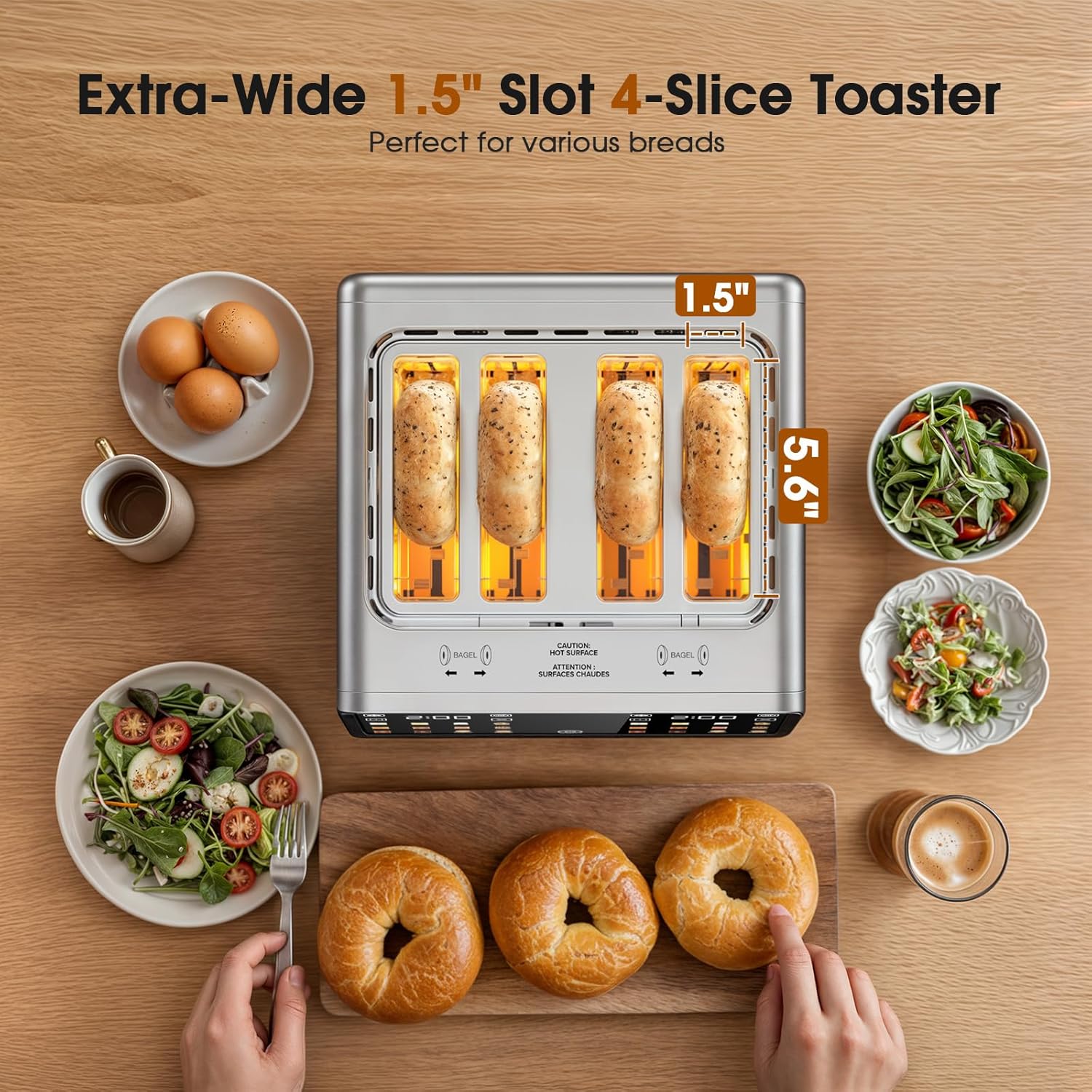 Toaster 4 Slice, Digital Smart Dual Control Touchscreen, Stainless Steel, TAC1001-UL