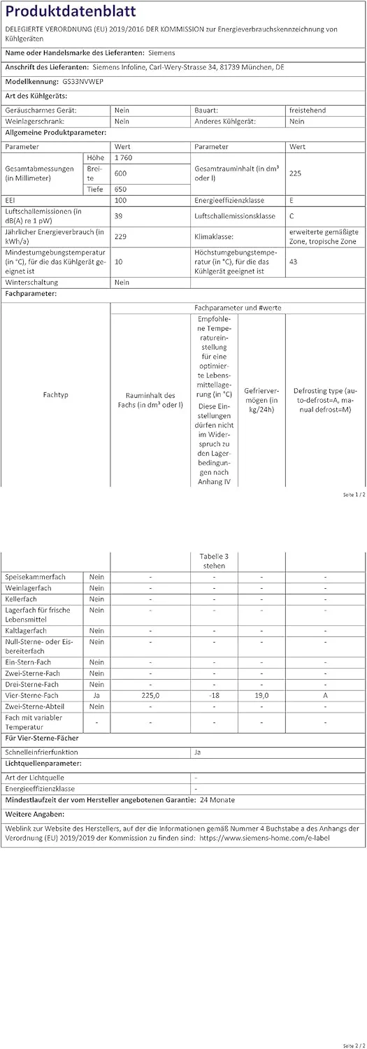 Siemens GS58NDWDP, iQ500 Freistehender Gefrierschrank, 191 x 70 cm, 366 L, noFrost, bigBox, LED-Innenbeleuchtung, superFreezing, varioZone für anpassbaren Gefrierraum, freshSense