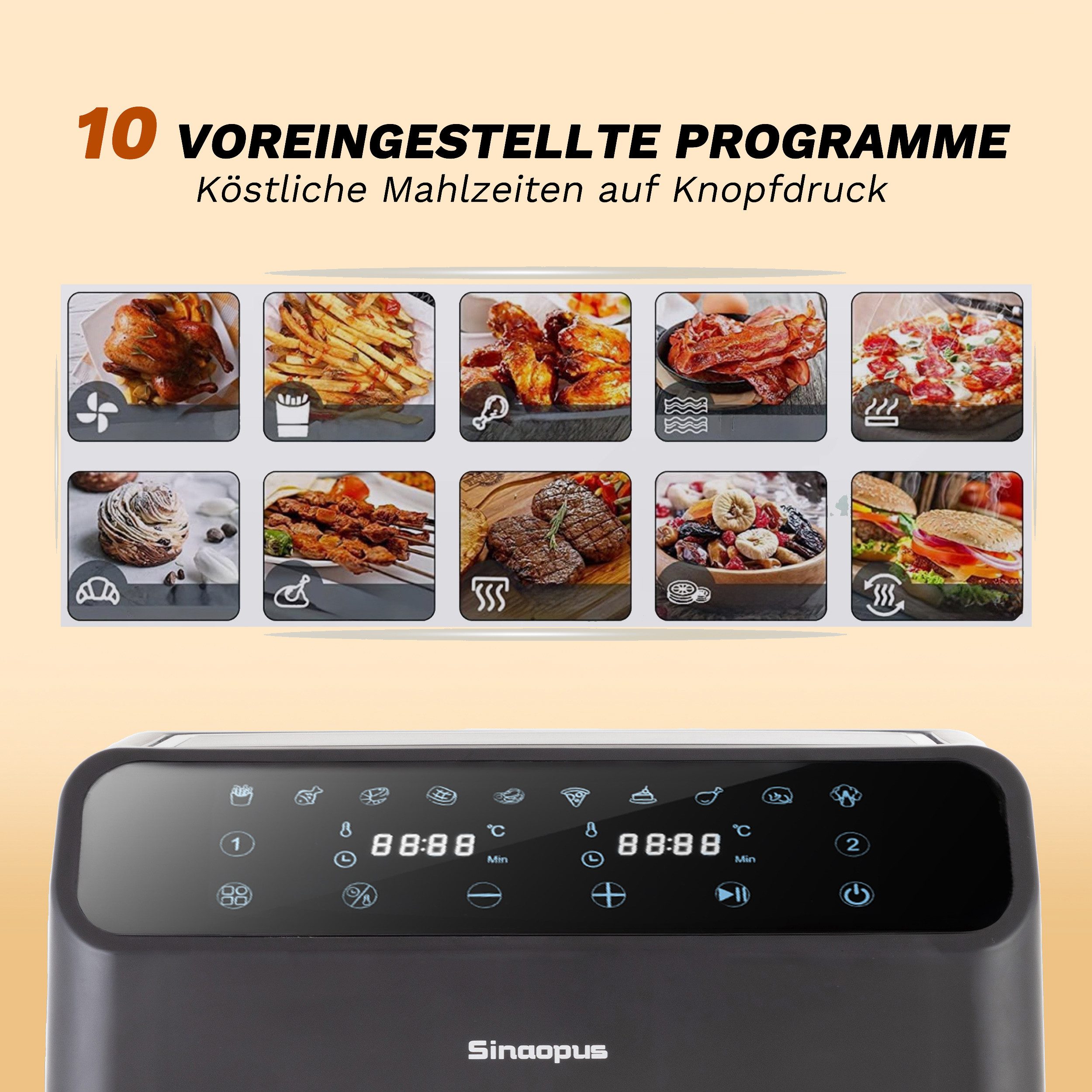 Heißluftfritteuse gesunde Fritteuse 901A Heissluftfritteuse mit Doppelkammer, XL