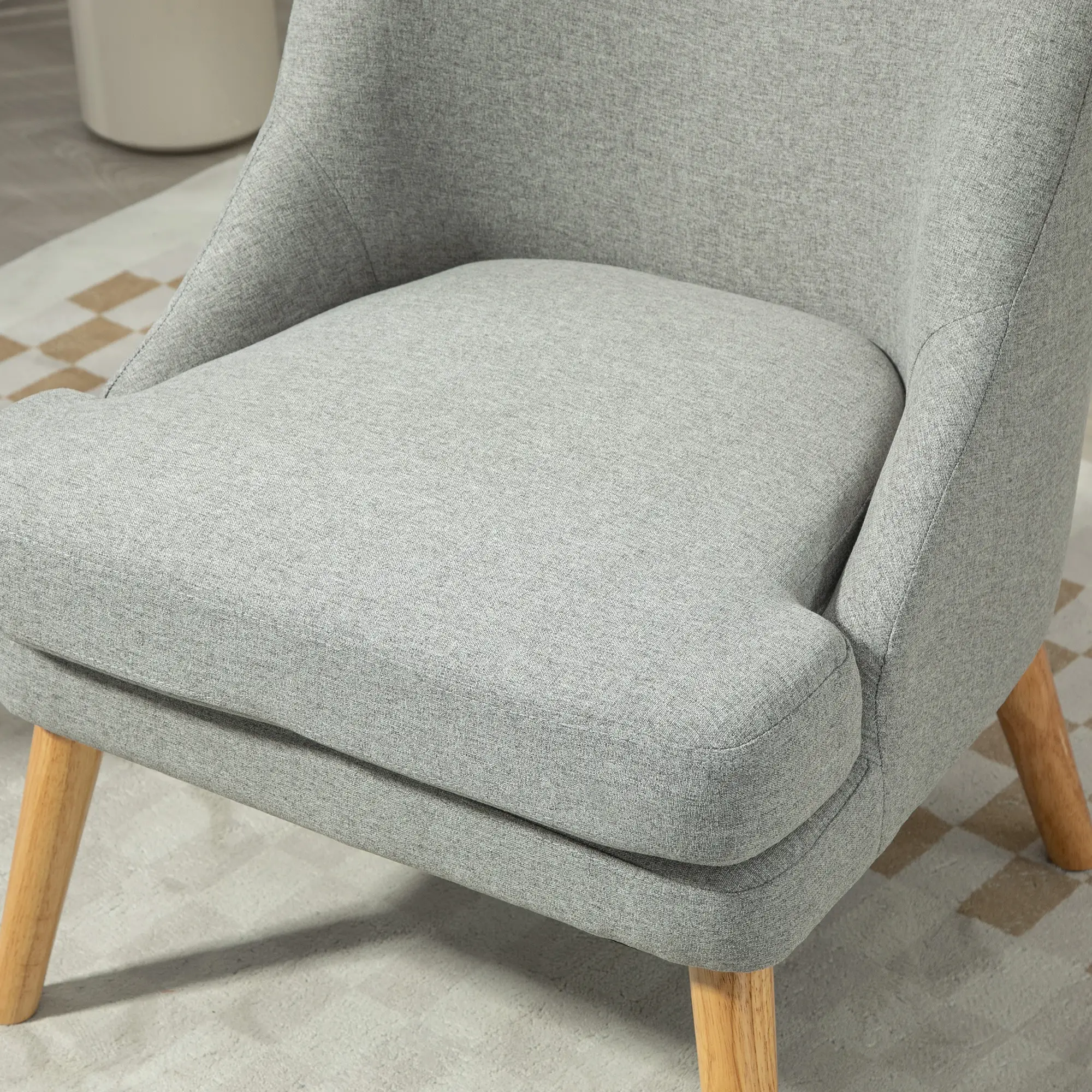 HOMCOM Polsterstuhl skandinavisches Design Loungesessel hellgrau