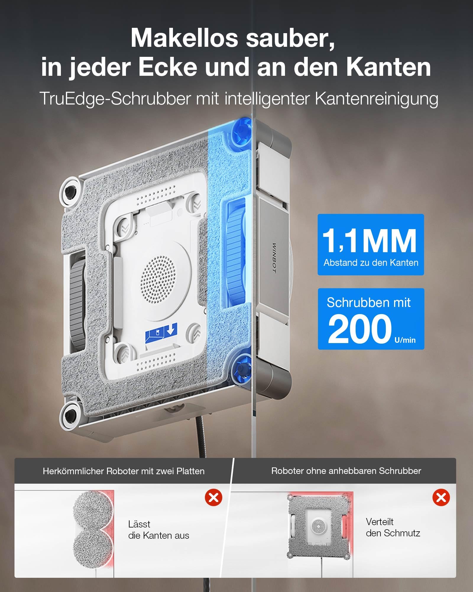 Fensterputzroboter W3 OMNI mit Multifunktionsstation, automatischer Wischpad-Reinigung und App-Steuerung