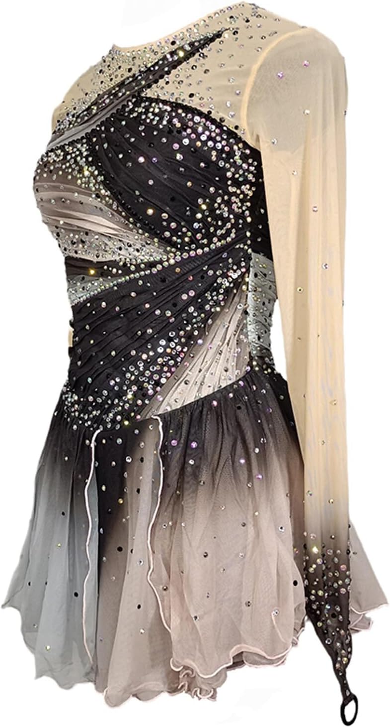 Professionelles Eiskunstlauf Kleid Für Mädchen Gradient Eislauf Wettkampfbekleidung Handgefertigte Outdoor Gymnastik Trikots Rollschuhrock