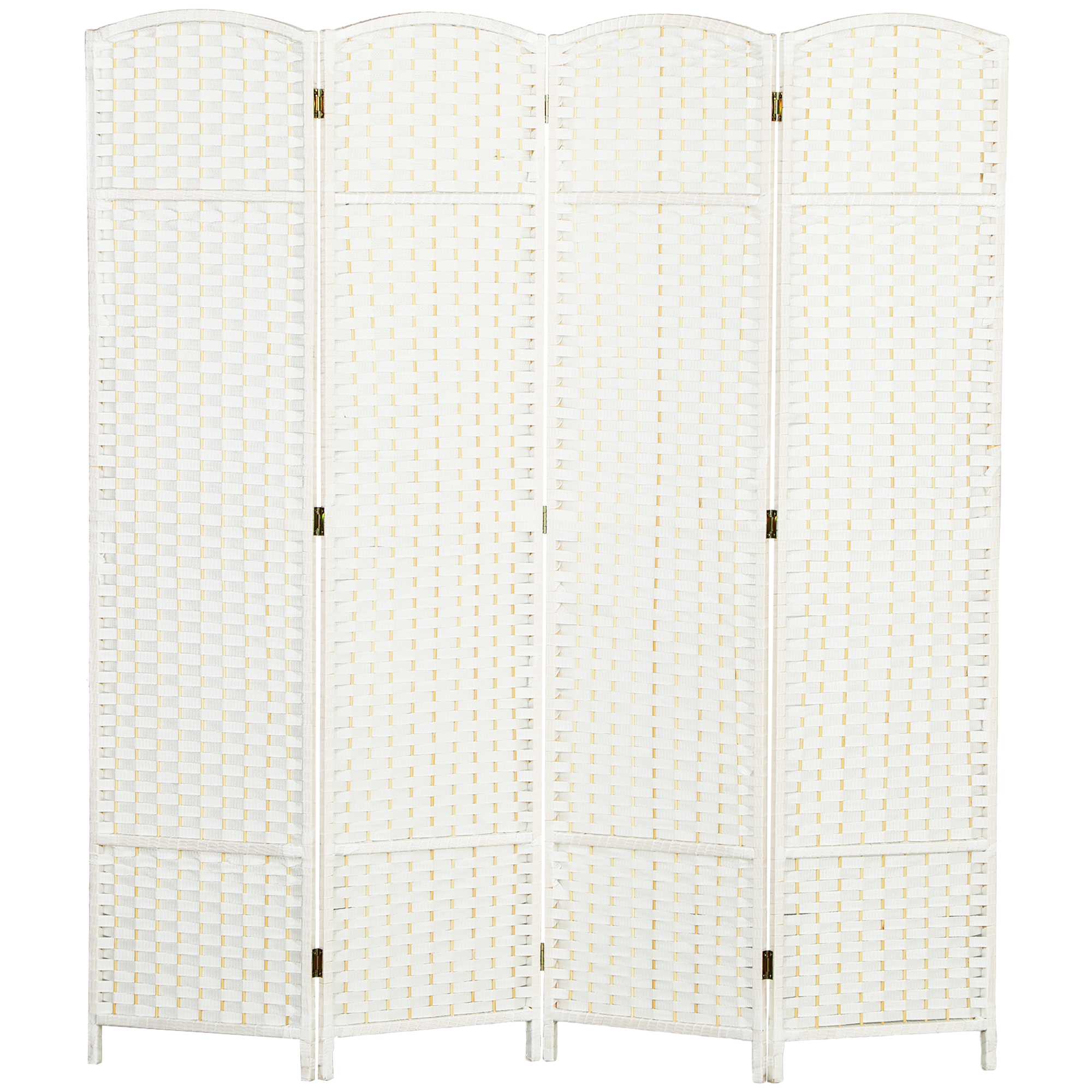 HOMCOM 4-teiliger Raumtrenner, Faltbarer Sichtschutz, Sichtschutzwand für Wohnzimmer, Schlafzimmer, Homeoffice, Weiß