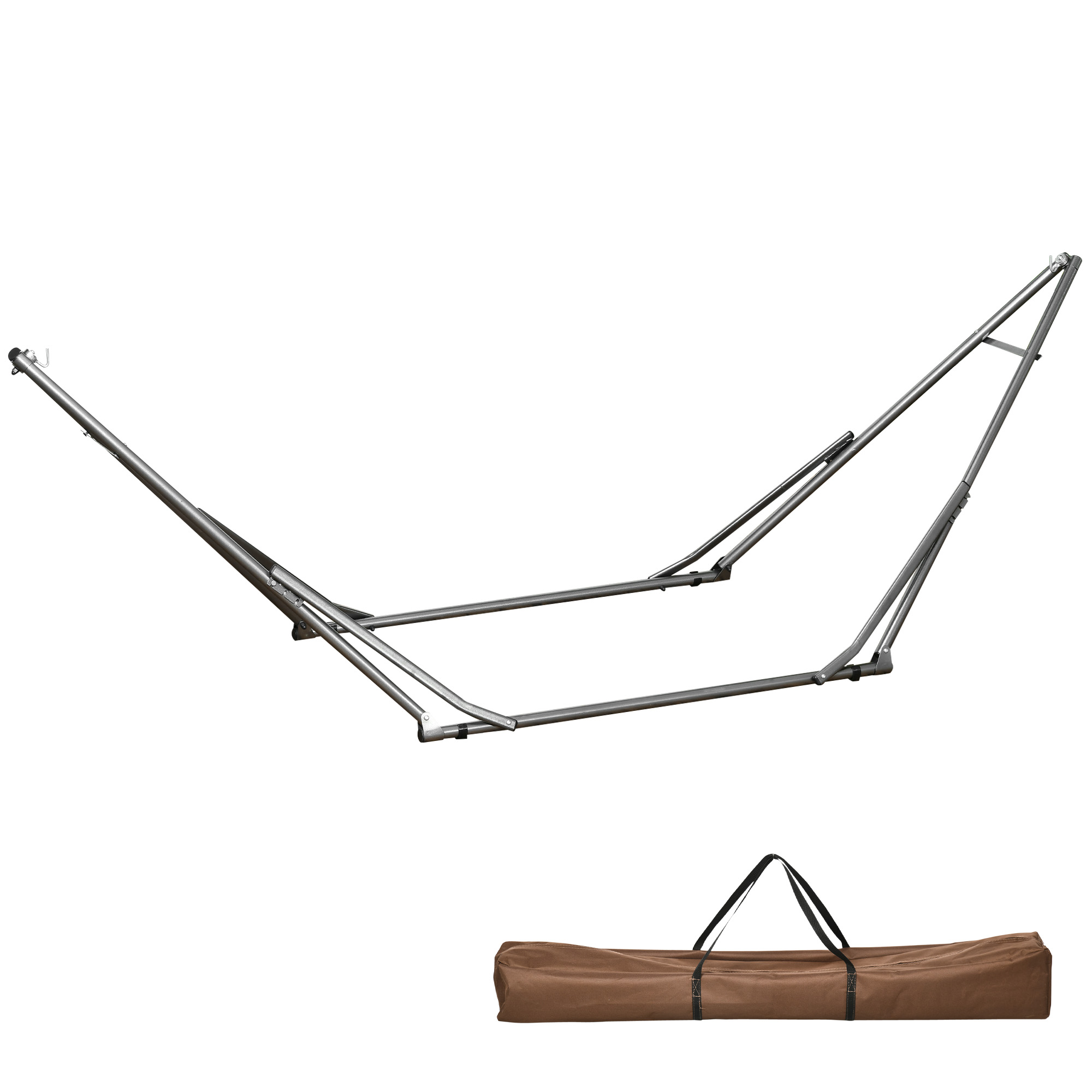 Outsunny 2-in-1 Hängemattenständer, wetterbeständig, Wäscheständer, 290 cm x 92 cm x 88 cm, Schwarz