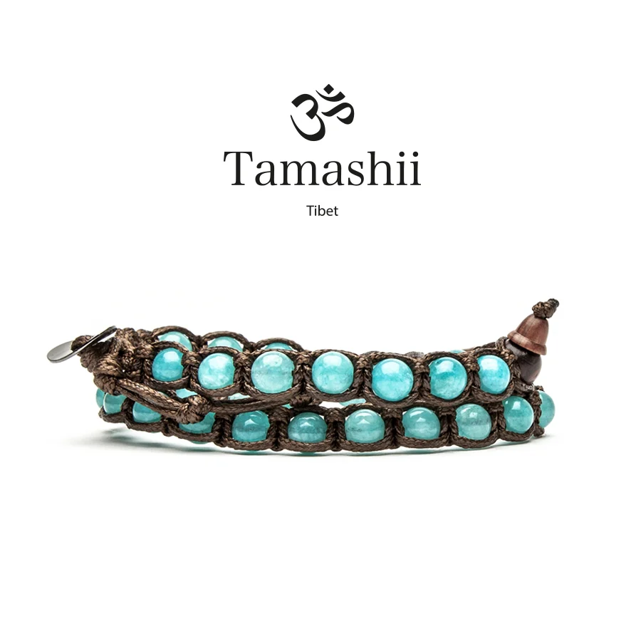 Bracciale Tamashii a due giri in giada verde acqua BHS600-200