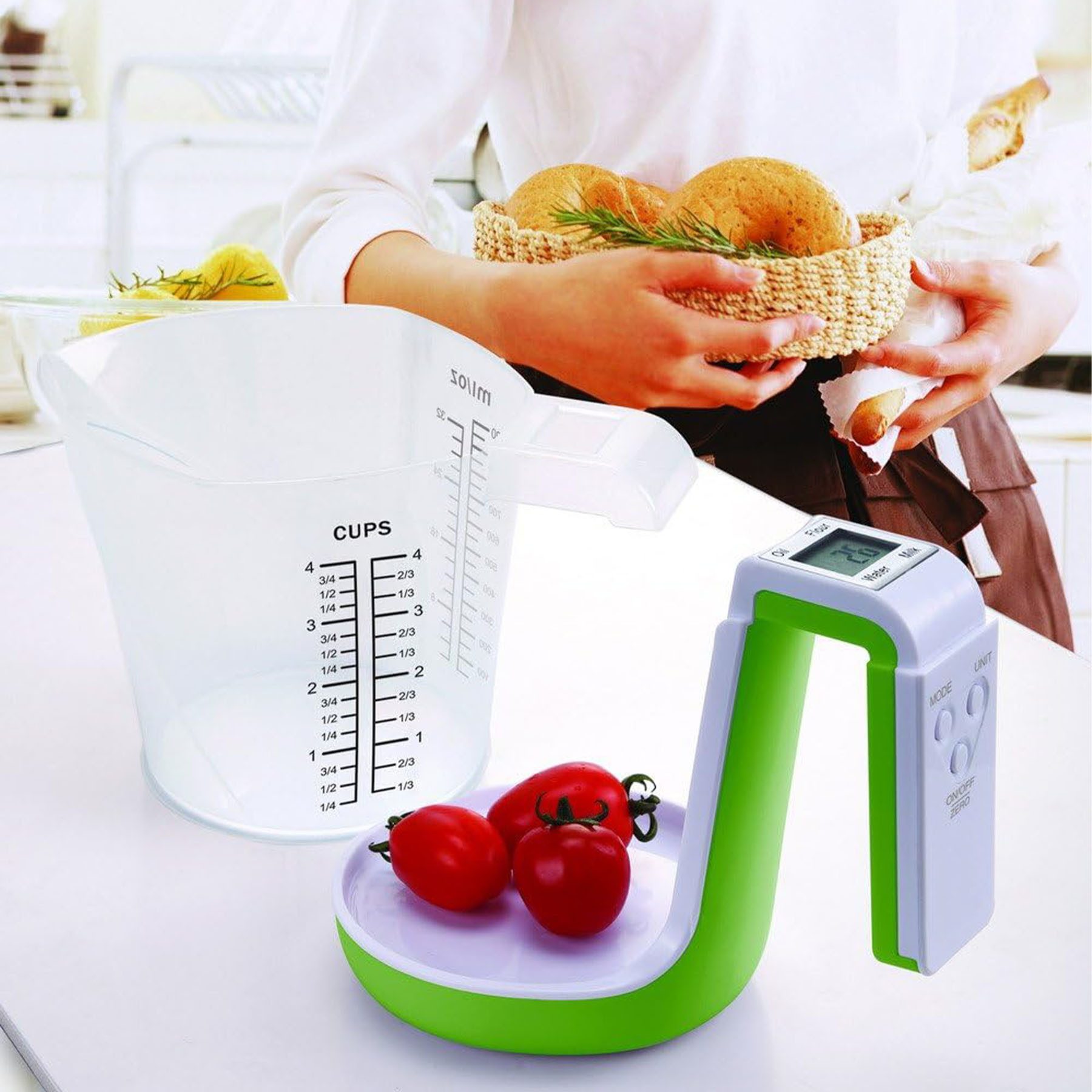 Küchenwaage 1000-ml-Flüssigkeitsmessskala, 5-kg-Küchen-Backmilchwaage Abnehmbarem