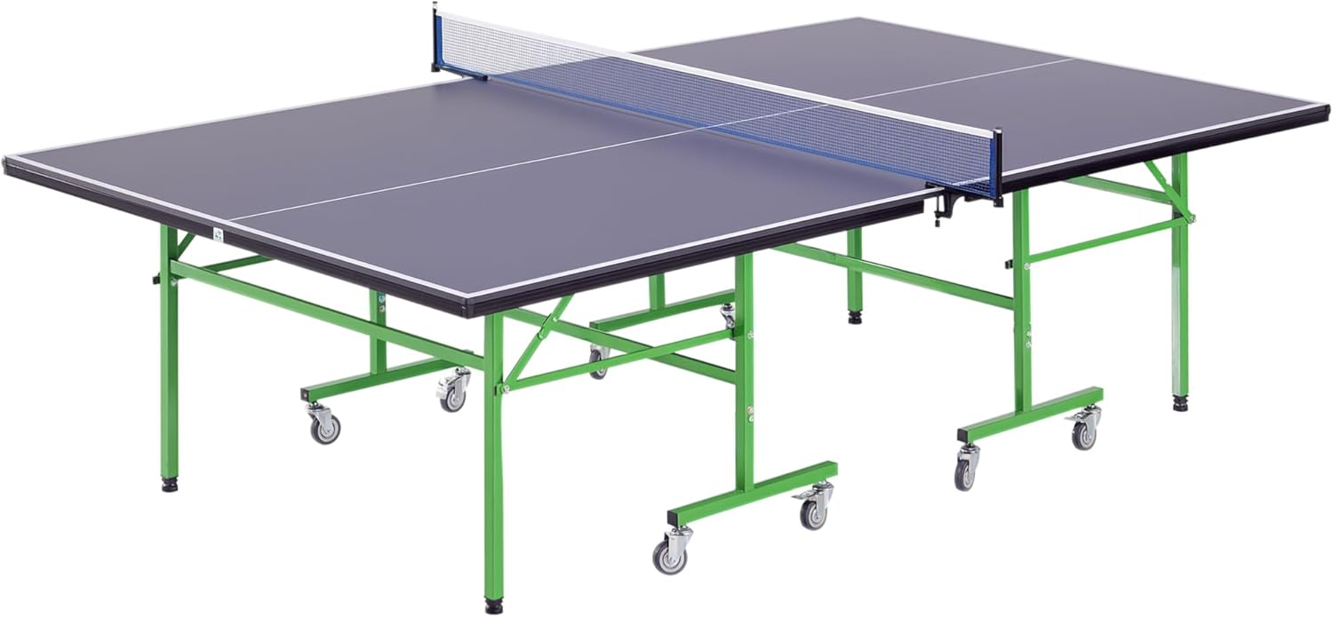 HOMCOM Tavolo da Ping Pong Pieghevole Interno con 8 Ruote 152.5 × 274 × 76cm
