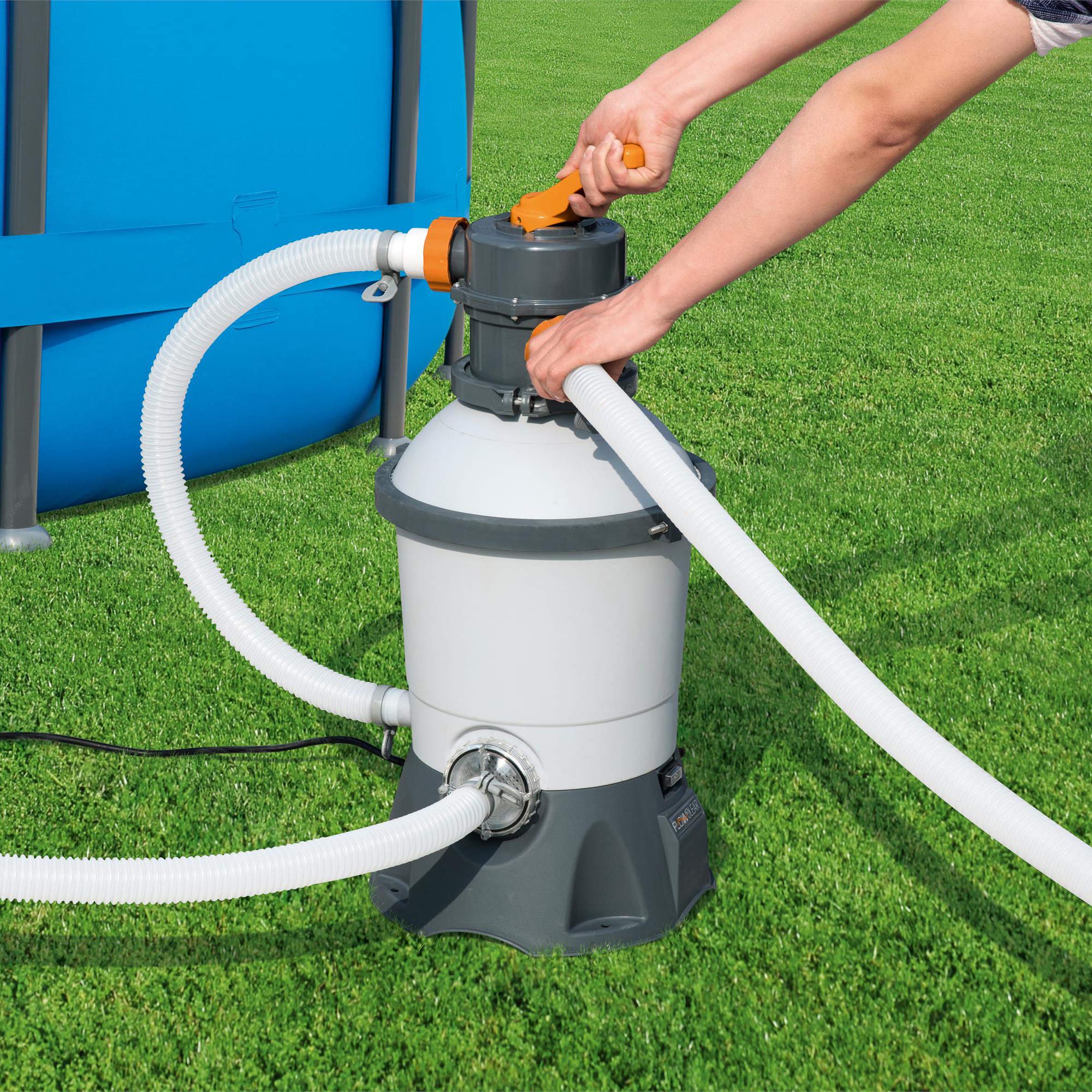 Bestway Flowclear Sandfilteranlage 3.028 Liter pro Stunde grau für Pool Garten Teich mit Filterpumpe