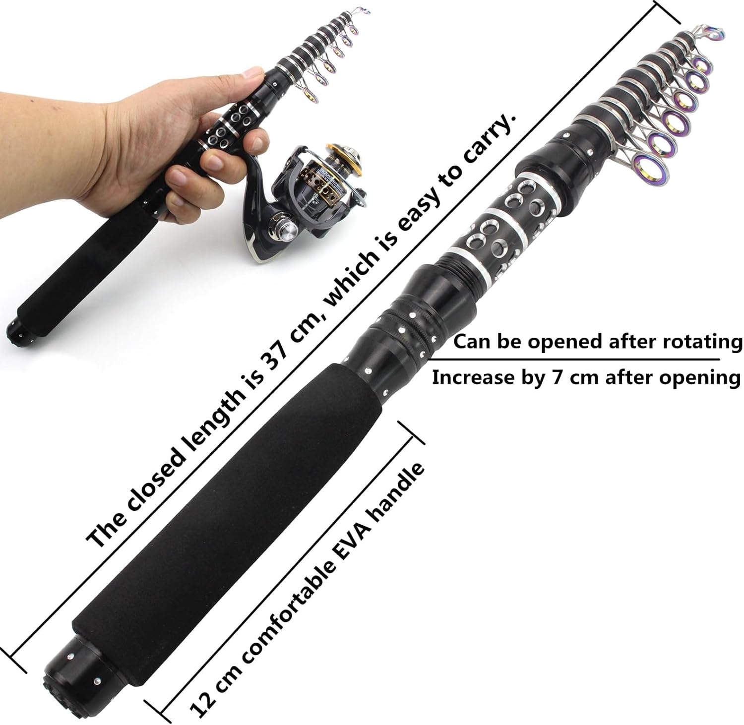 Panfish Rod Ultrakurze tragbare Teleskop-Angelrute Kleine Meeresrute Rocky Fishing Langstreckenangeln Angelset Baitcast-Rute