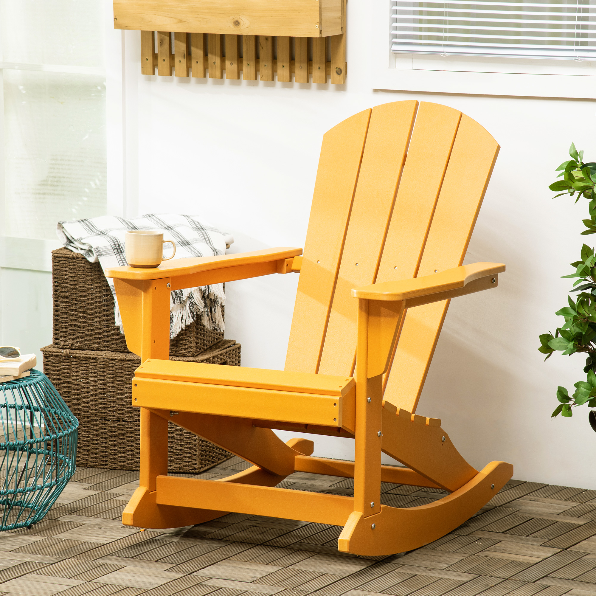 Outsunny Adirondack Schaukelstuhl aus HDPE 73,5 x 93 x 91,5 cm orange