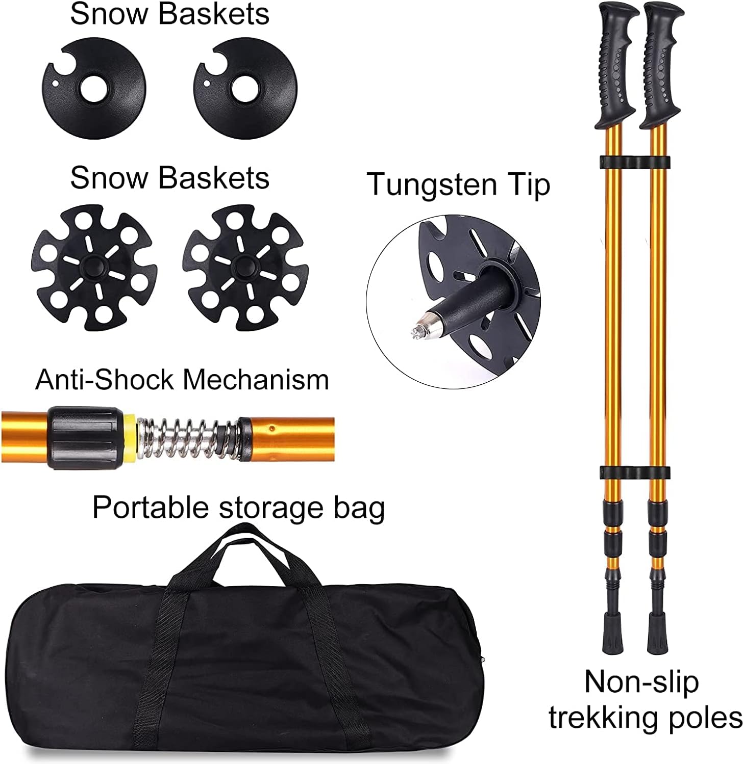 30 Zoll 4-in-1 Leichte Schneeschuhe für Damen und Herren, rutschfeste Aluminium-Steigeisen-Schneeschuhe mit Tragetasche und verstellbaren Bindungen