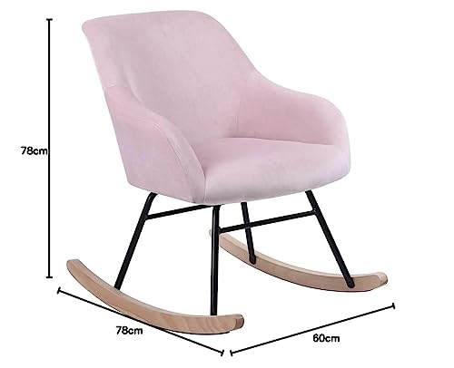 BAKAJI Poltrona Sedia a Dondolo Relax Casa Rivestimento in Tessuto Struttura Legno Imbottita Piedi in Metallo Base Dondonlante Legno Dimensione 60 x 78 x 78 cm Design Moderno Scandinavo (Rosa) : Casa e cucina