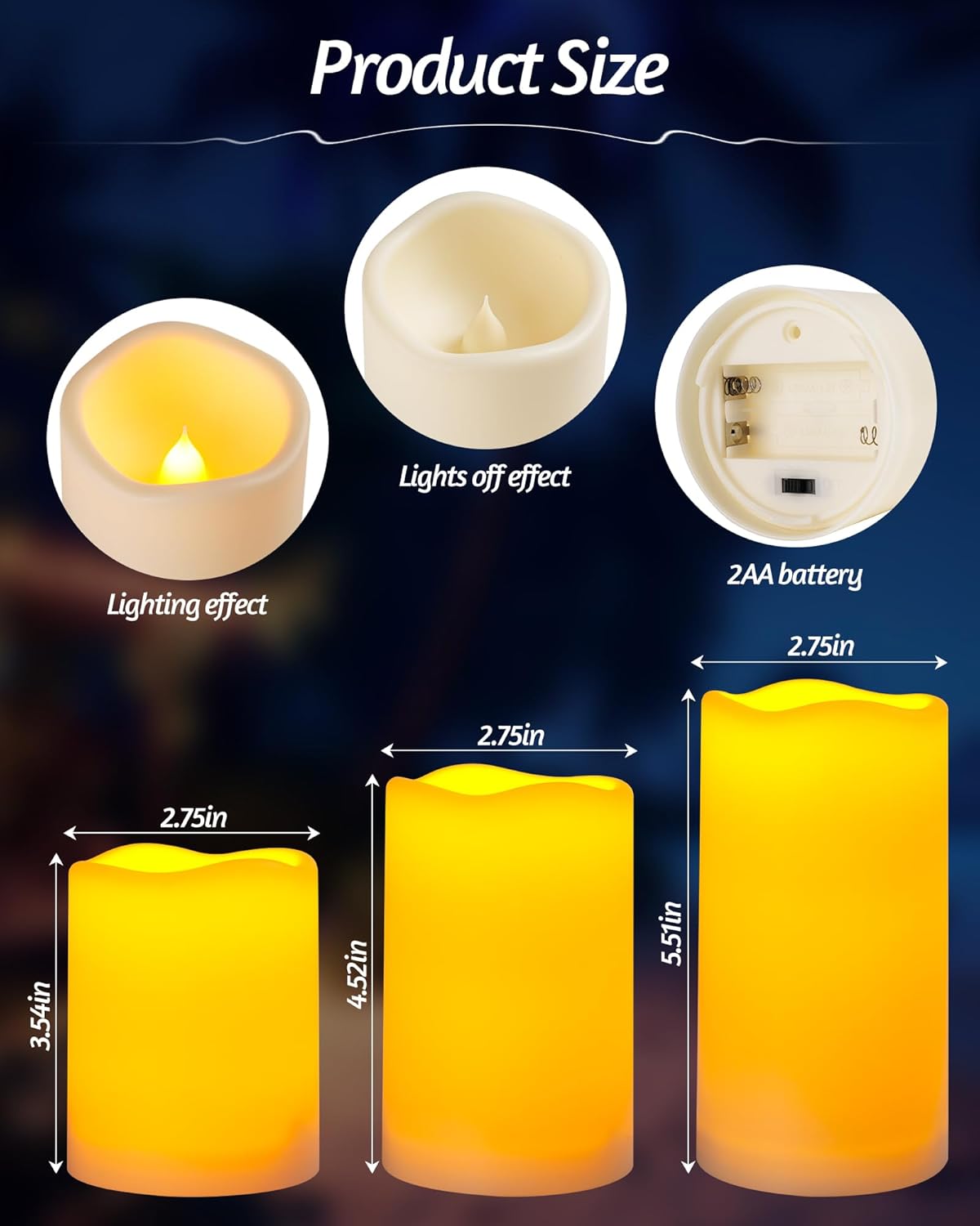 Candela da esterno impermeabile, candela a batteria a LED senza fiamma, candela analogica resistente alle alte temperature da 12 pezzi.