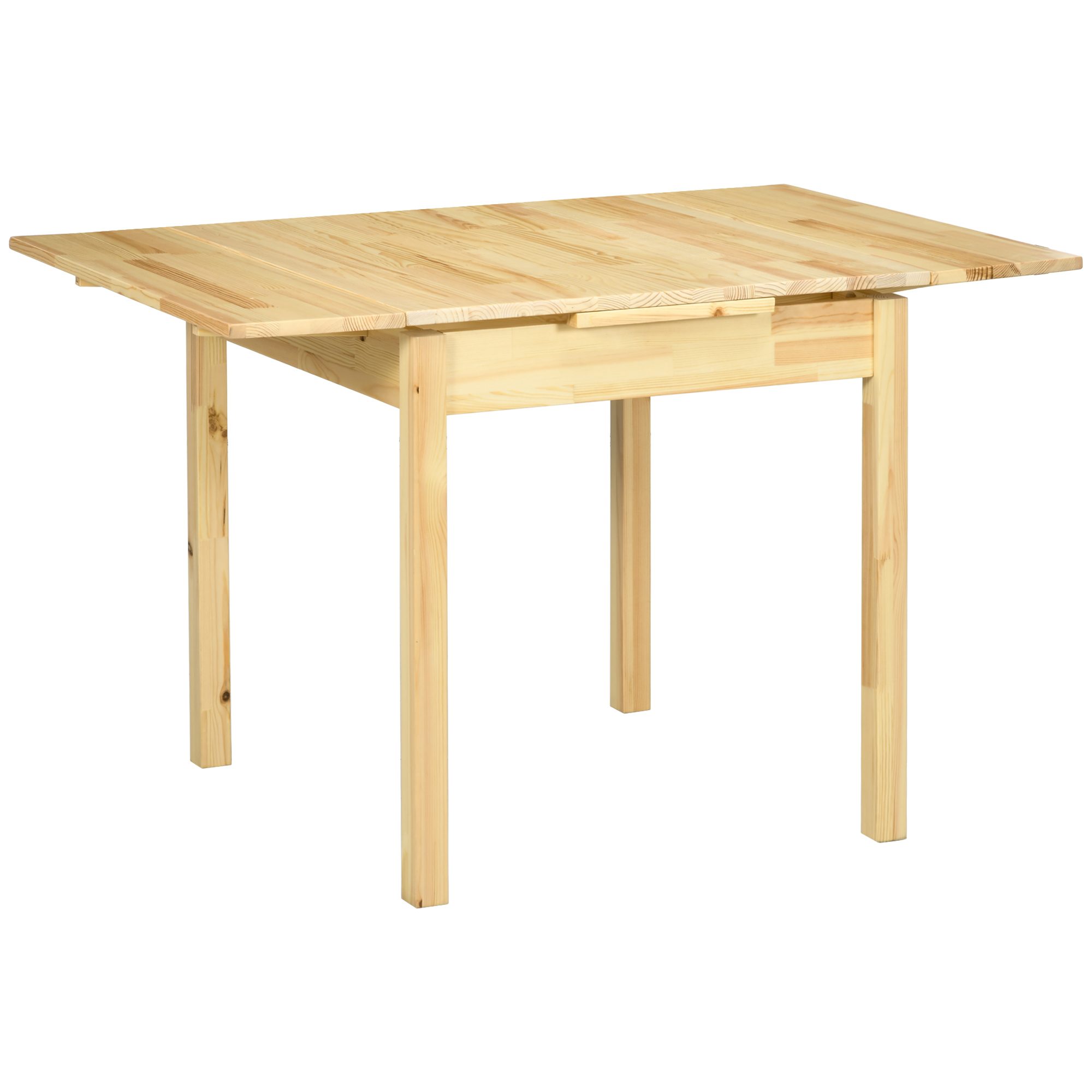 HOMCOM Esstisch aus Massivholz, Klapptisch, erweiterbar, Natur