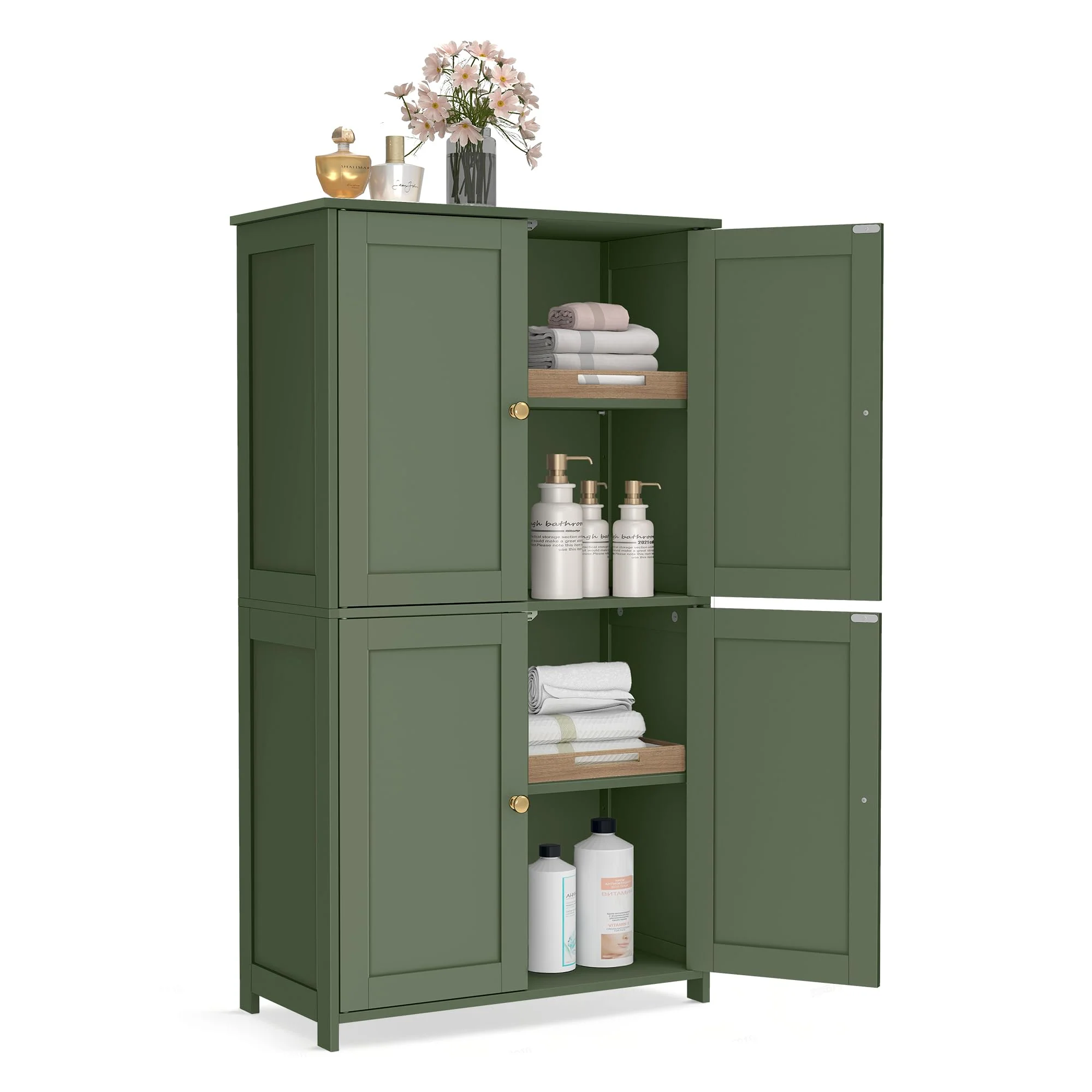 VASAGLE Badezimmerschrank mit Türen und Schubladen
