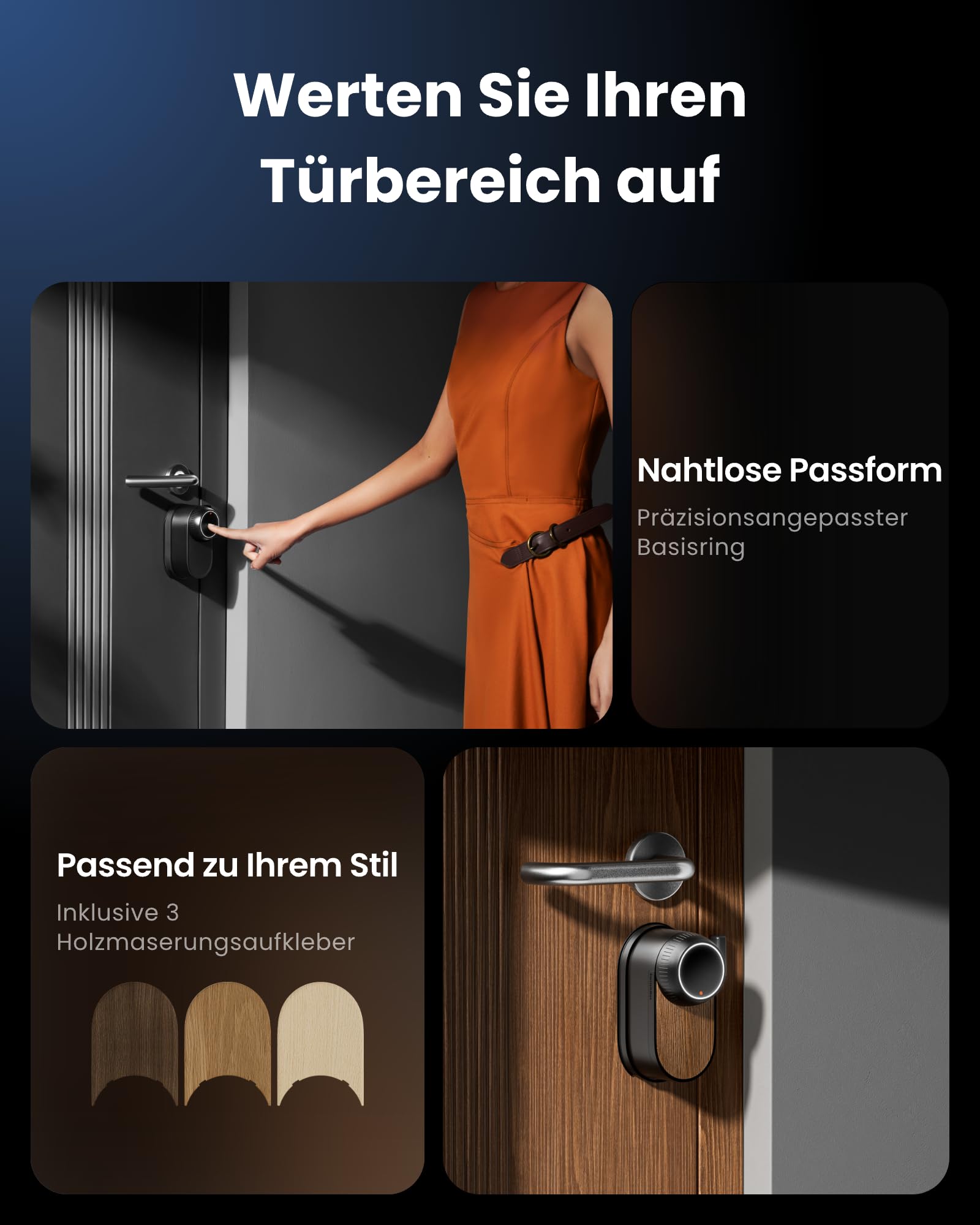 Smart Lock Ultra mit Keypad Vision Pro, 3D-Gesichts- und Venen-Erkennung, kontaktlose Entsperrung für Europrofil-Zylinder, kompatibel mit Matter