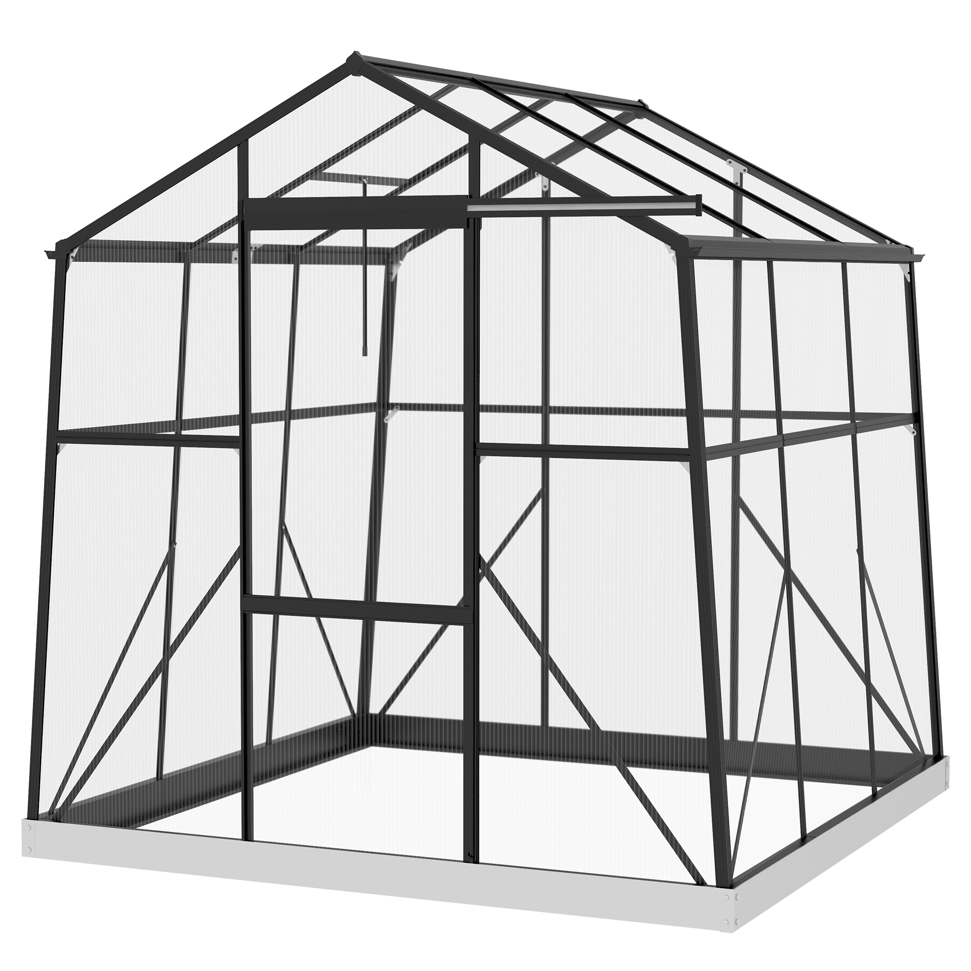 Outsunny Gewächshaus Treibhaus Frühbeet, wetterbeständig, 192 x 192 x 203 cm, Schwarz