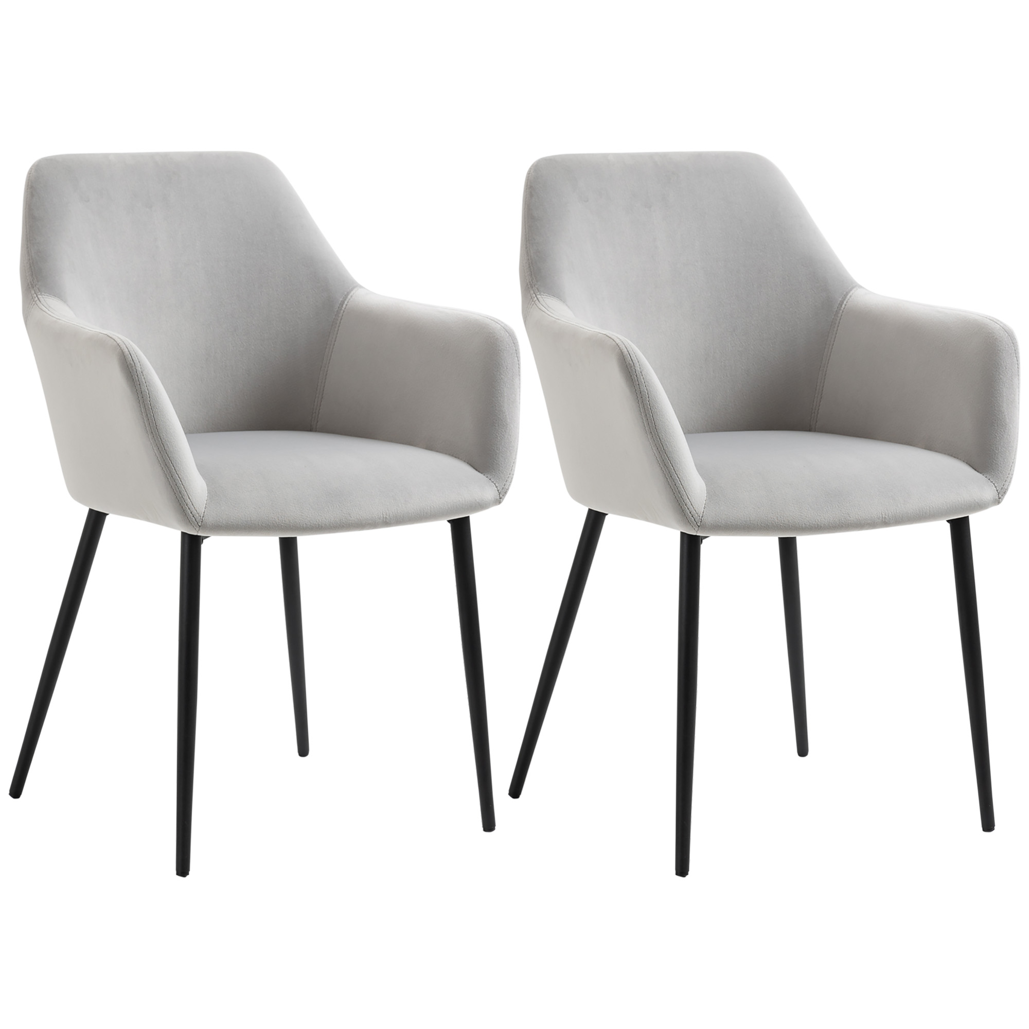 HOMCOM Esszimmerstuhl-Set, komfortabel, 54x57x80 cm, Hellgrau