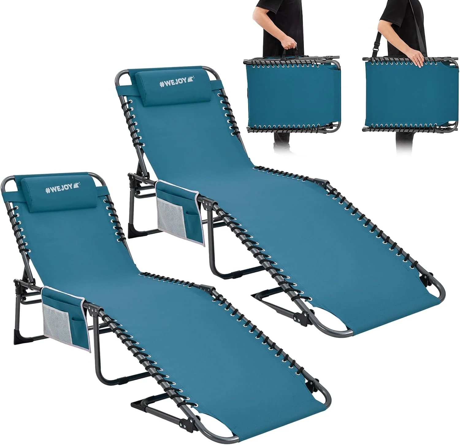 WEJOY Folding Lounge Chair with Canopy Shade
