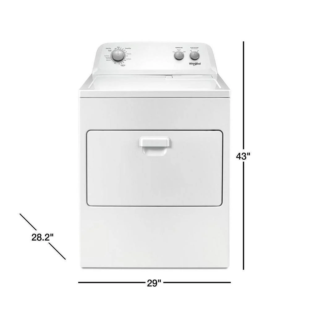 Whirlpool 7.0 cubic foot (approx. 198 liters) clothes dryer, AutoDry? system, Wrinkle Shield?, white