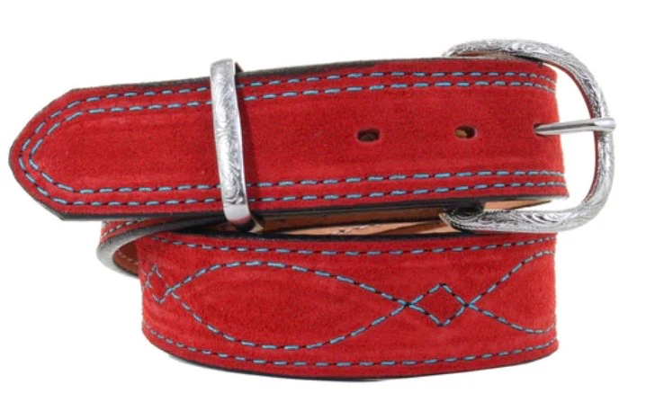 Double J Saddlery - Red Suede Belt