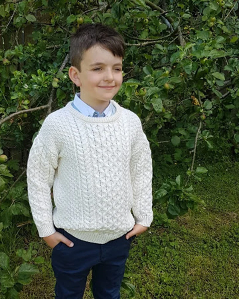 Children’s Aran Crew Neck Sweater - Natural