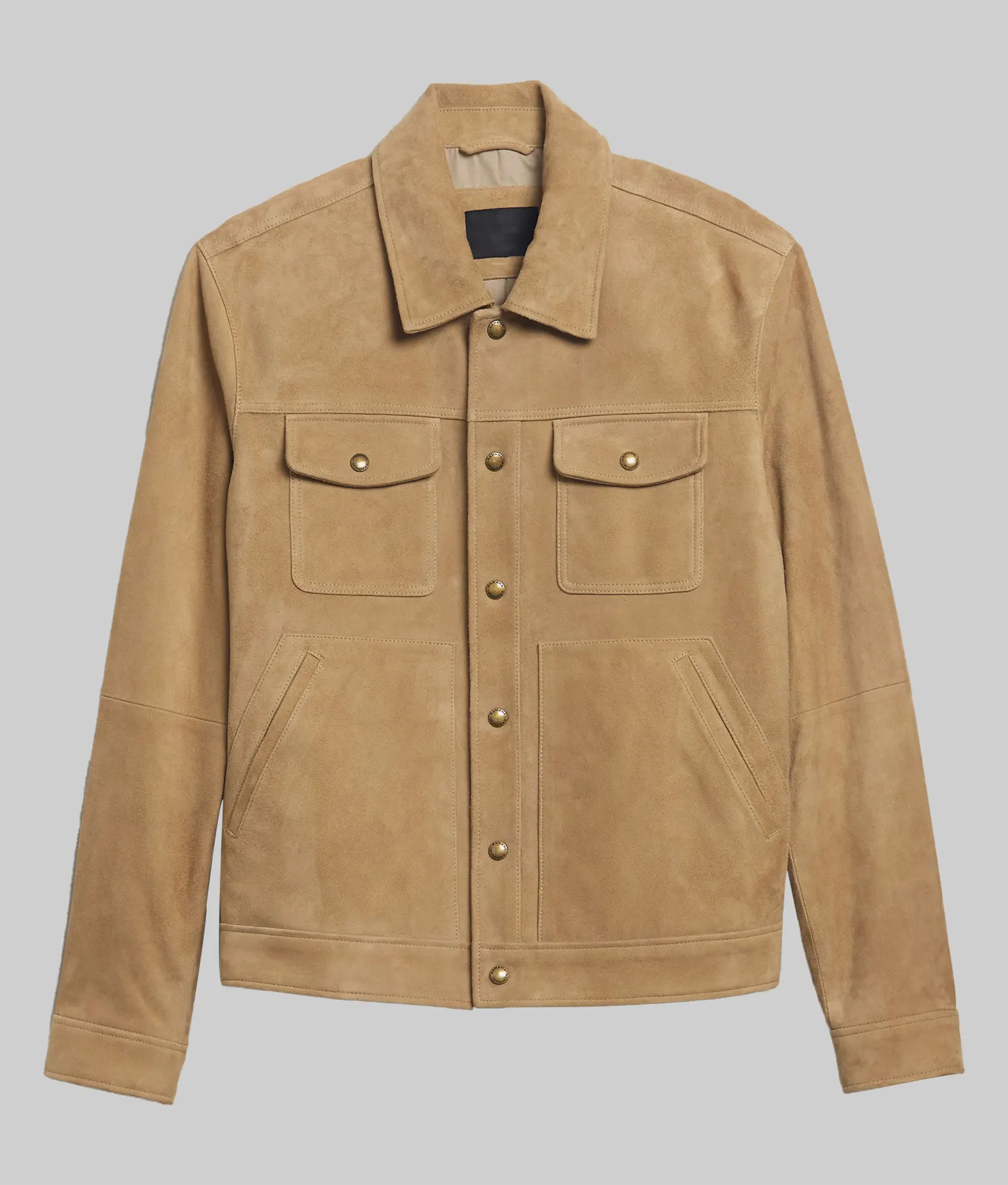 Wayne Camel Brown Suede Trucker Jacket