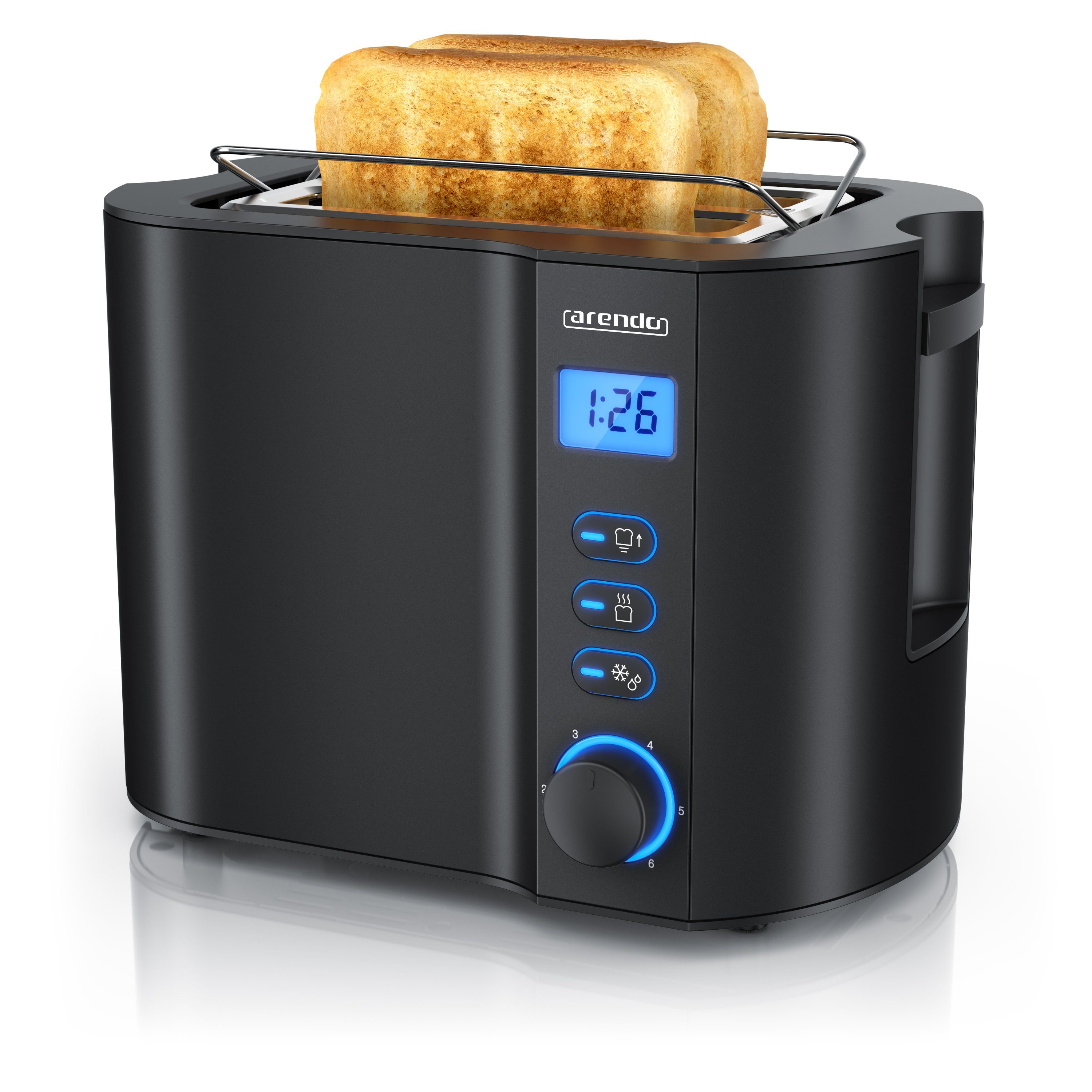 Toaster Edelstahl, 2 Scheiben Kurz, Kurzschlitz, Display, Restzeitanzeige