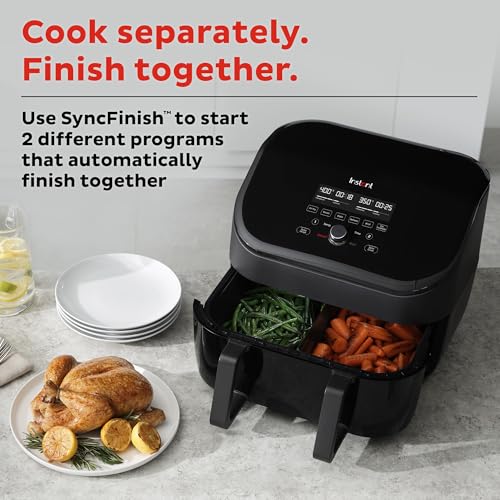 Instant Pot VersaZone 9QT Air Fryer,8 in 1 Functions with EvenCrisp Technology, Crisps,Broils, Bakes,Roasts, Dehydrates,Reheats at Same or Different Temperature, from the Makers of Instant Pot, Black : Home & Kitchen