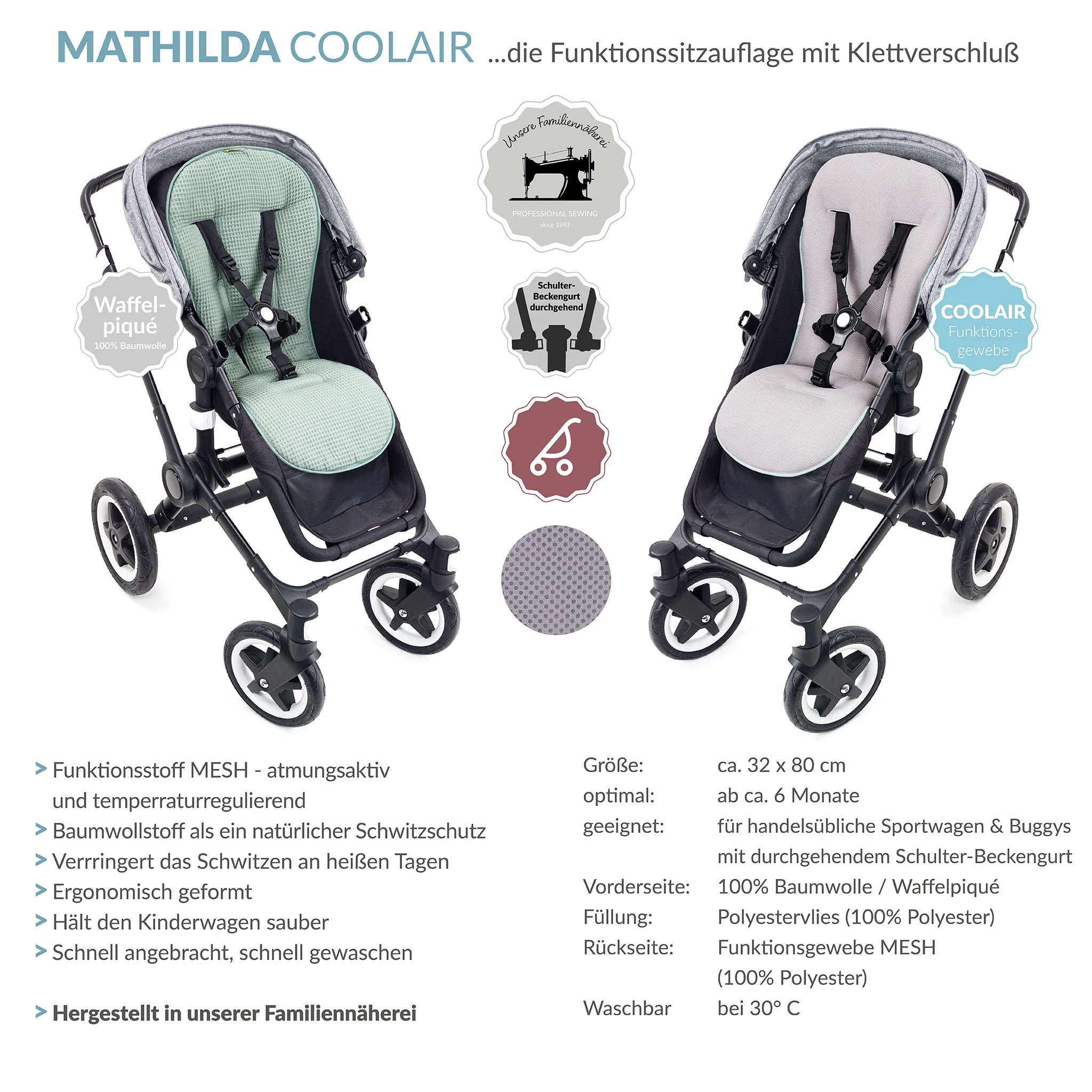 MATHILDA COOLAIR die Sitzauflage mit Klett
