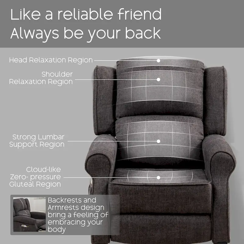 Manual Pushback Recliner Adjustable Accent Chair Wingback Armchair Set of 2