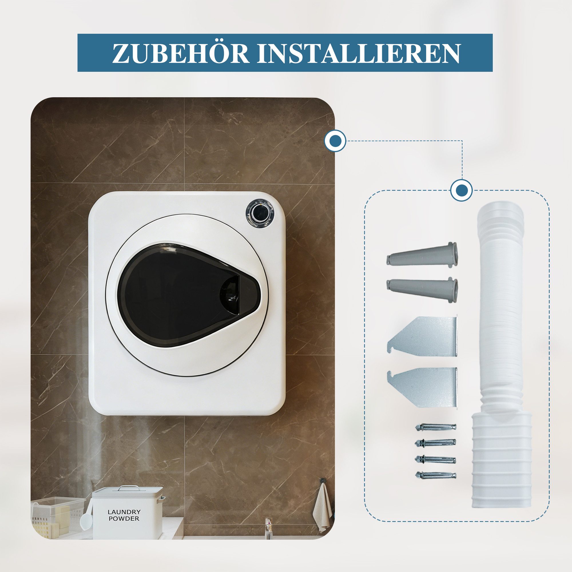 Ablufttrockner Edelstahltrommel, 4 Programme, Kühlfunktion, wand- & stapelbar GDZ40-301M