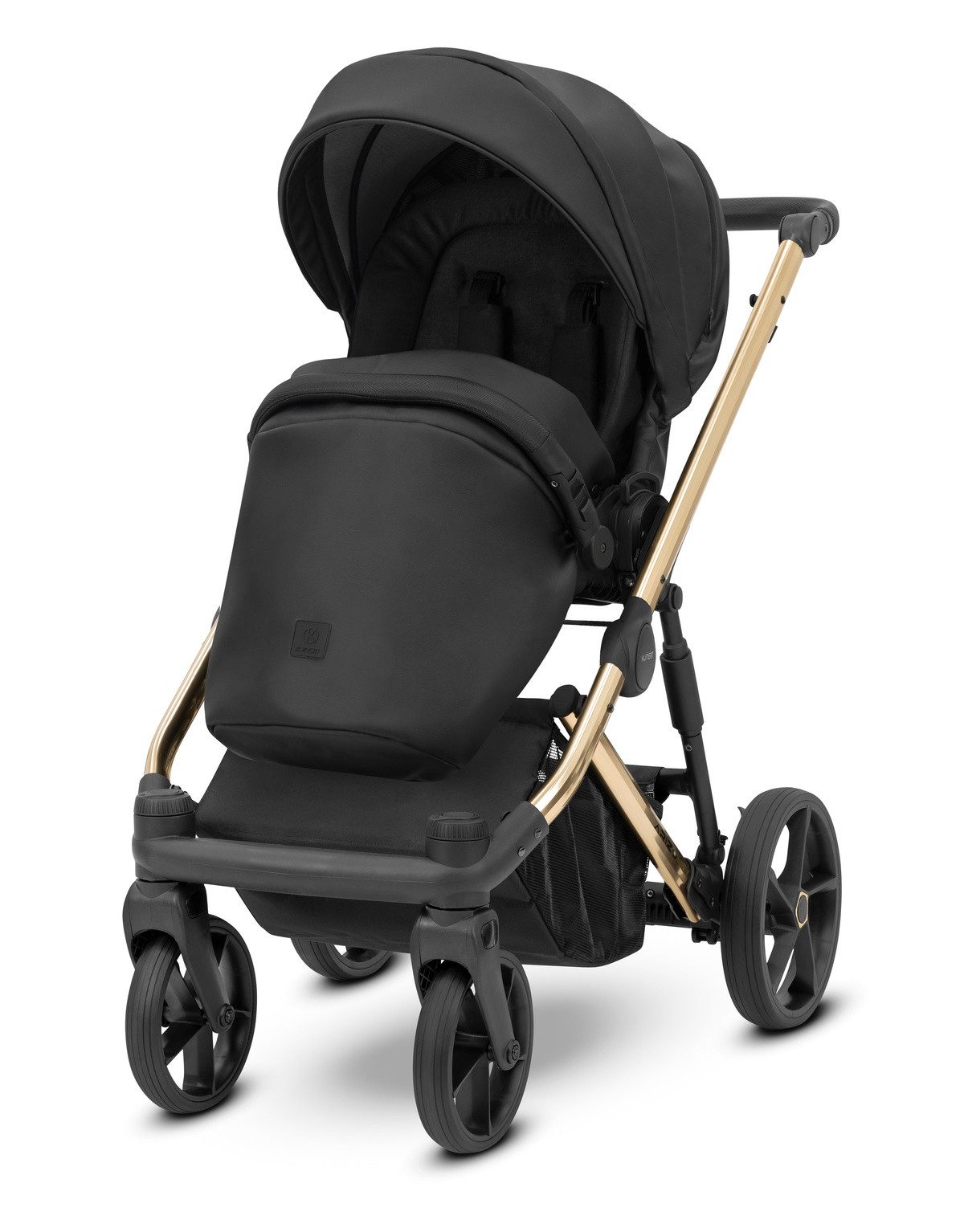 Kombi-Kinderwagen ARIZO PREMIUM 3in1 Öko-Leder Kinderwagen mit goldenem Gestell