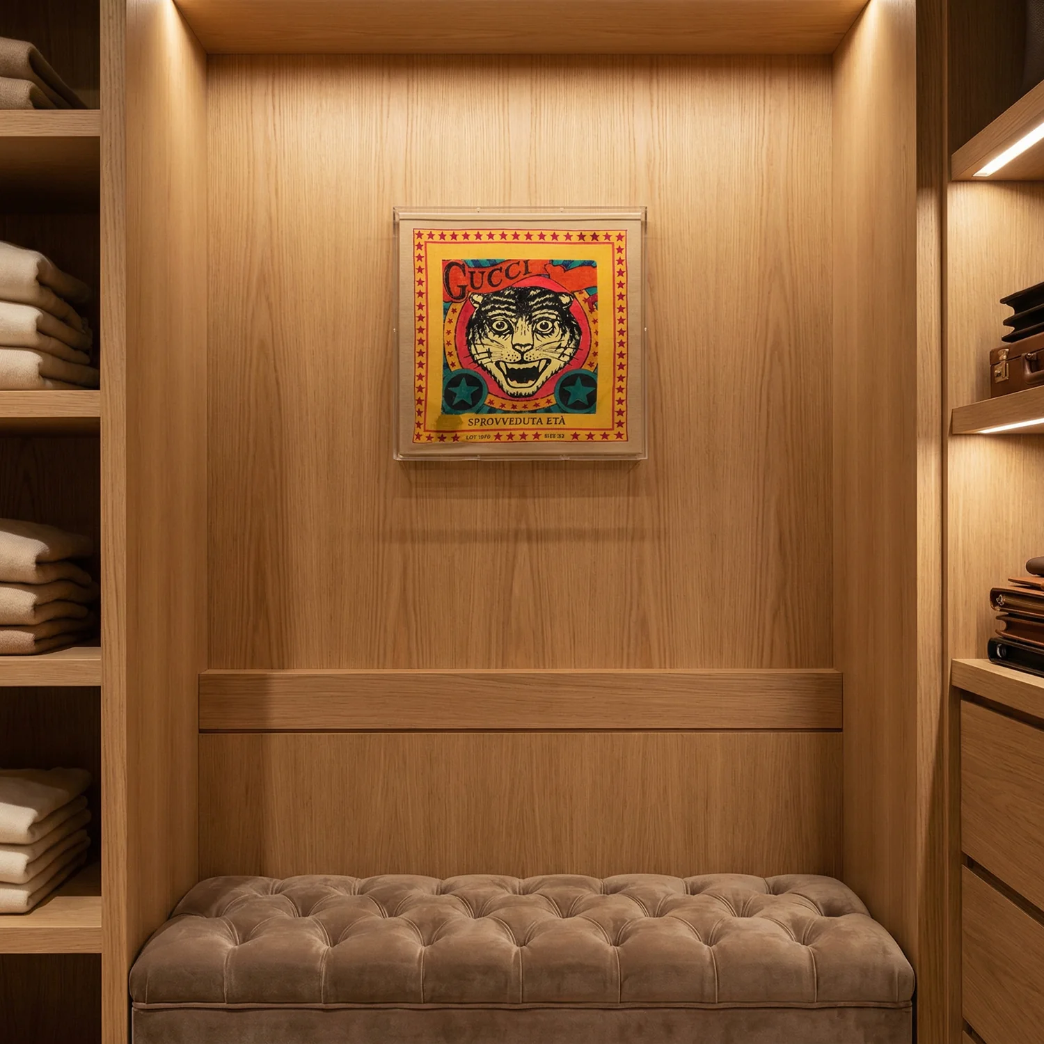 Framed Gucci Sprovveduta Et�� Scarf in a 20x20x2 Shadowbox