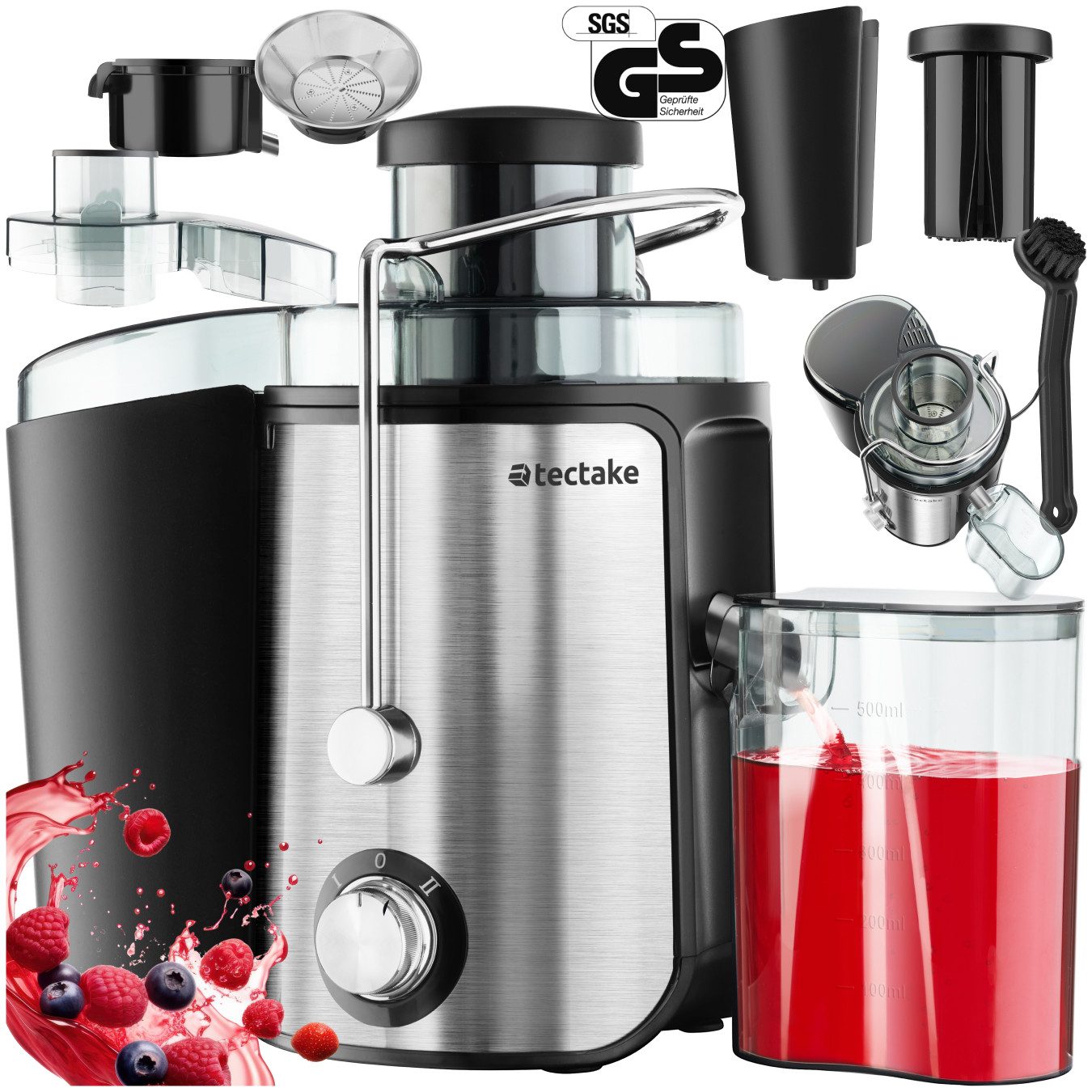 Entsafter Saftpresse Frufi, 2 Geschwindigkeitsstufen, Edelstahl, 600W