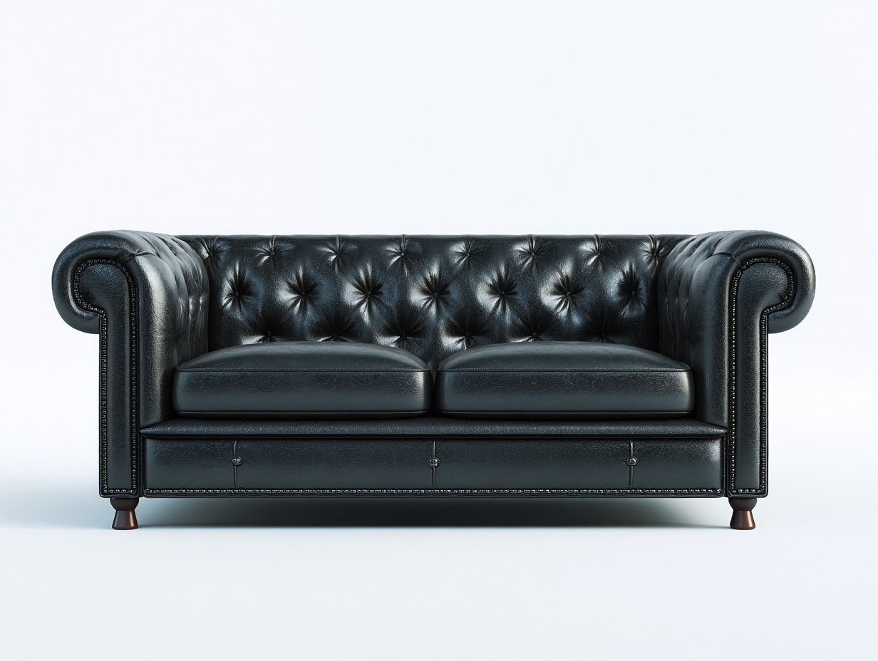 Zweisitzer Sofa Kunstleder 170x90x78 cm Schwarz - Chesterfield Design - Für Wohnzimmer