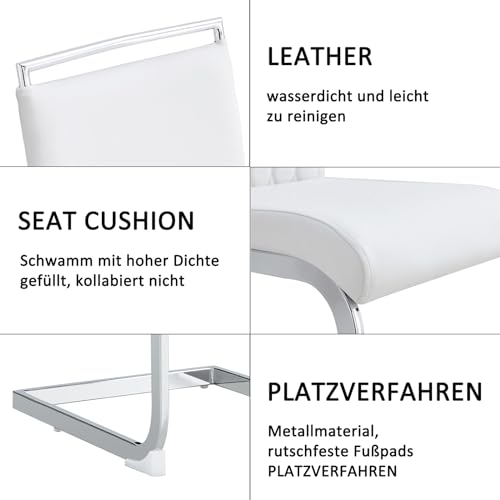 KnSam Set di 2 sedie moderne per sala da pranzo, schienale in similpelle e lino, schienale alto, schienale imbottito, per sala da pranzo, cucina, ospite, sedia da ufficio, bianco : Amazon.it: Casa e cucina