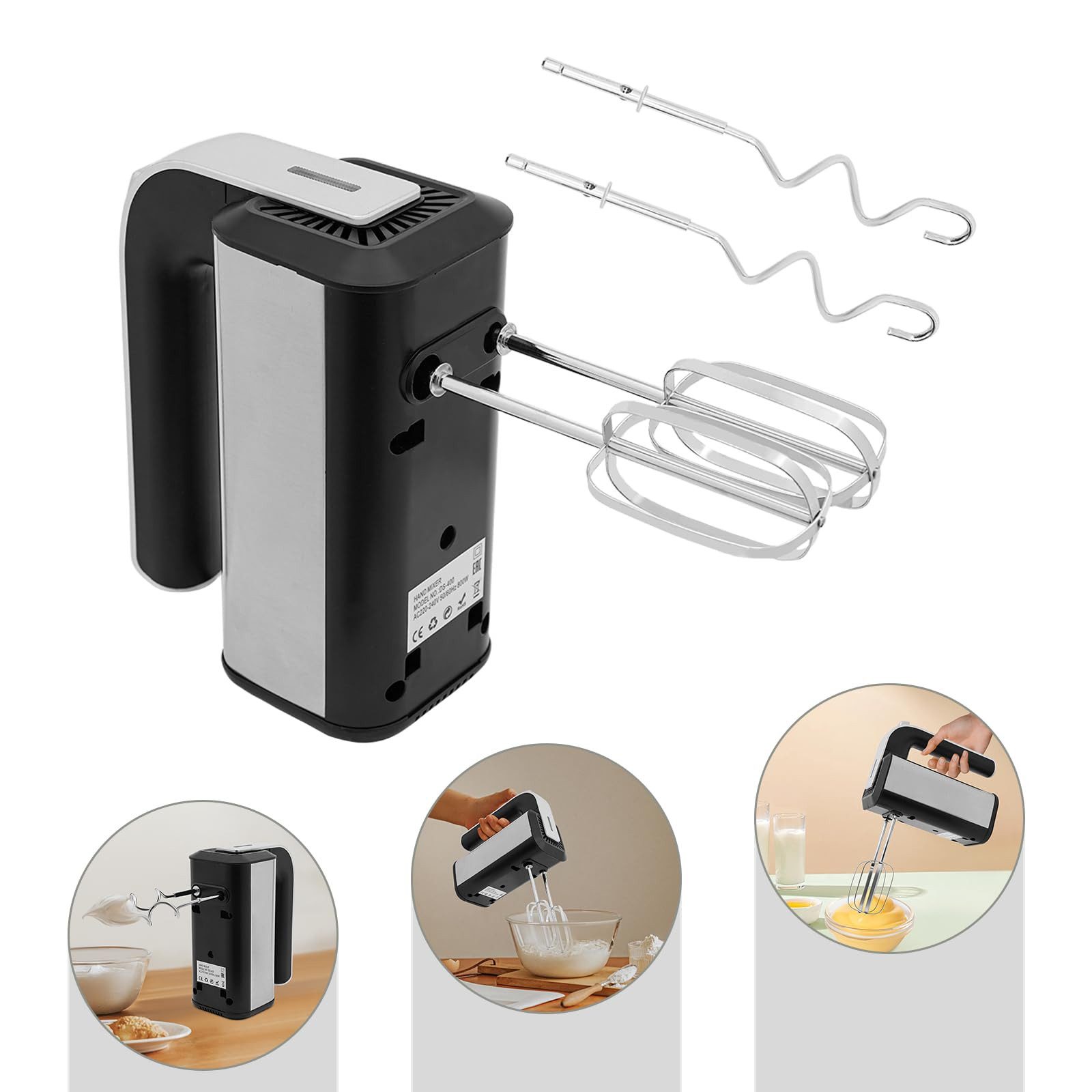 Handmixer 800W Handmixer Handrührer, 5 Geschwindigkeiten Edelstahl Handrührgerät