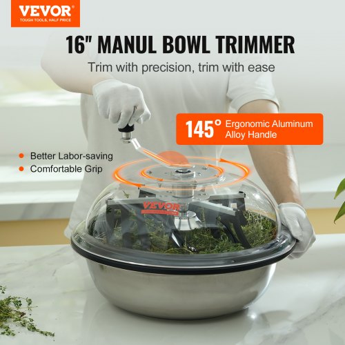 VEVOR 16" Erntemaschine Manuell Trimmer Blattschüssel-Trimmer mit Netztasche und 3 Arten von Schneidemethoden zum Schneiden von nassen/trockenen Pflanzen Tumble Cutter Bowl Erntemaschine Grow