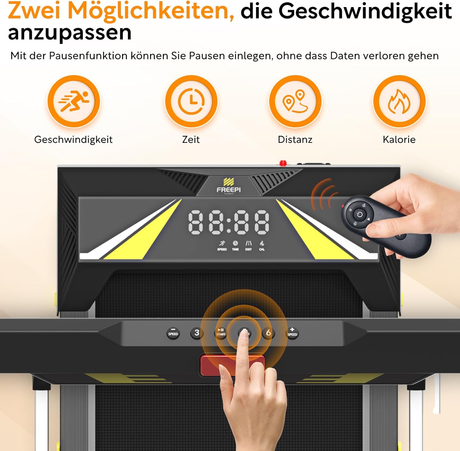 Freepi 4 in 1 Laufband für Zuhause mit Neigung 1-6km/h 2.5PS Motor mit Fernbedienung, Walking Laufband Pad Schreibtisch ragbar Heim-Fitnessgert