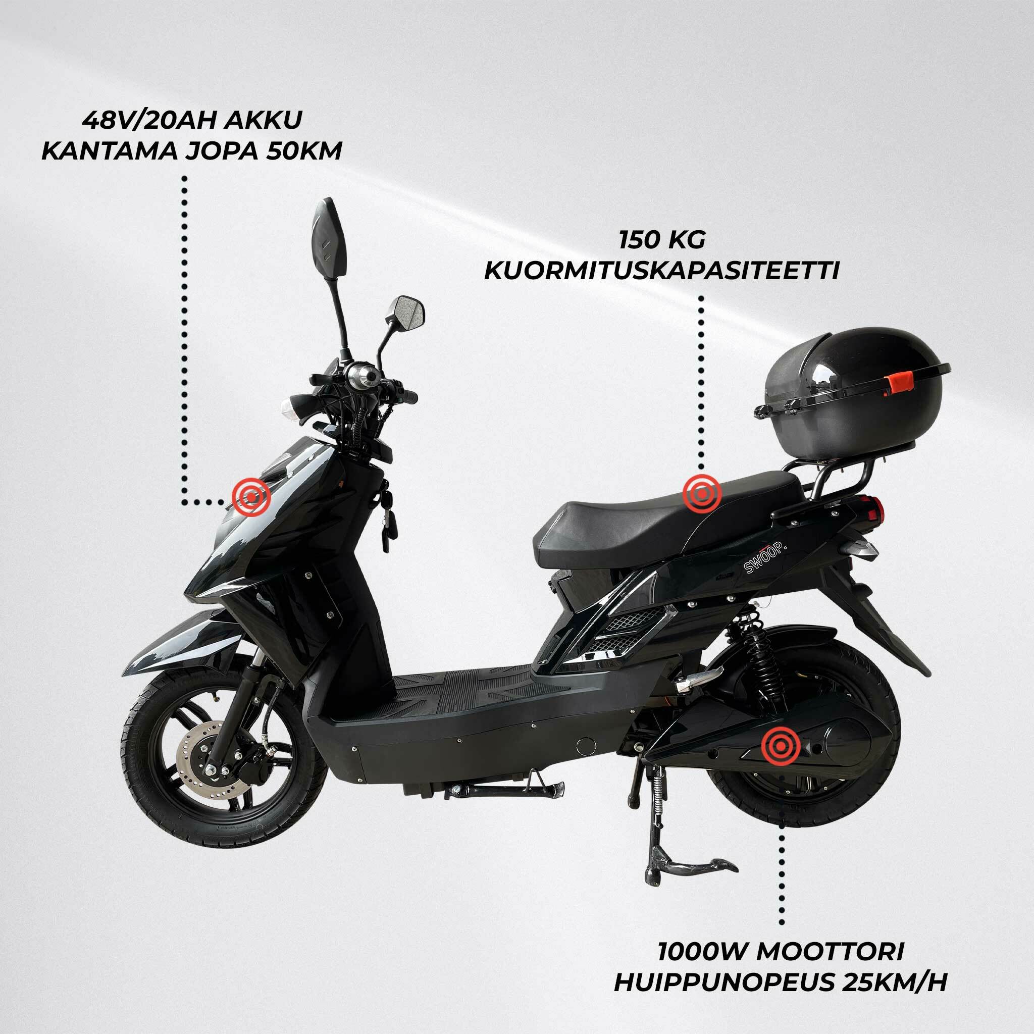 Swoop Elegante E-Scooter Elektroroller Schwarz 1000W