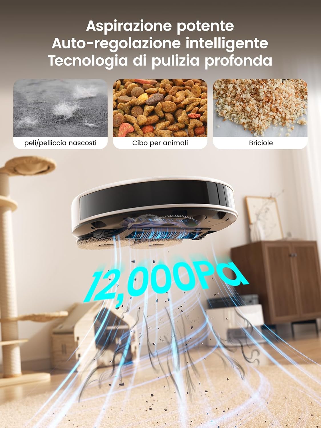Lefant Robot Aspirapolvere con 2200Pa, Senza Grovigli,7,6cm Ultra Sottile,Autocaricante,Wi-Fi/App/Alexa,120 Minuti,6 Modalit脿 di Pulizia,Ideale per Peli di Animali Domestici,Pavimenti Duri M210-Pro