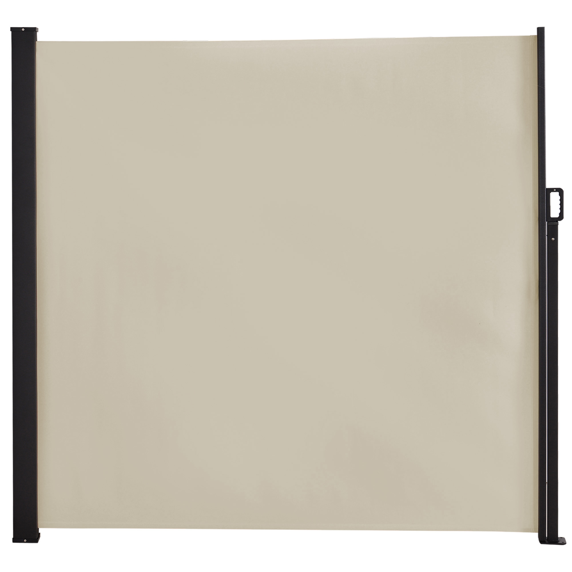 Outsunny Ausziehbarer Seitenstore Sichtschutz 350 x 180 cm aus Aluminium Sonnenschutz für Balkon, Garten, Terrasse, Beige