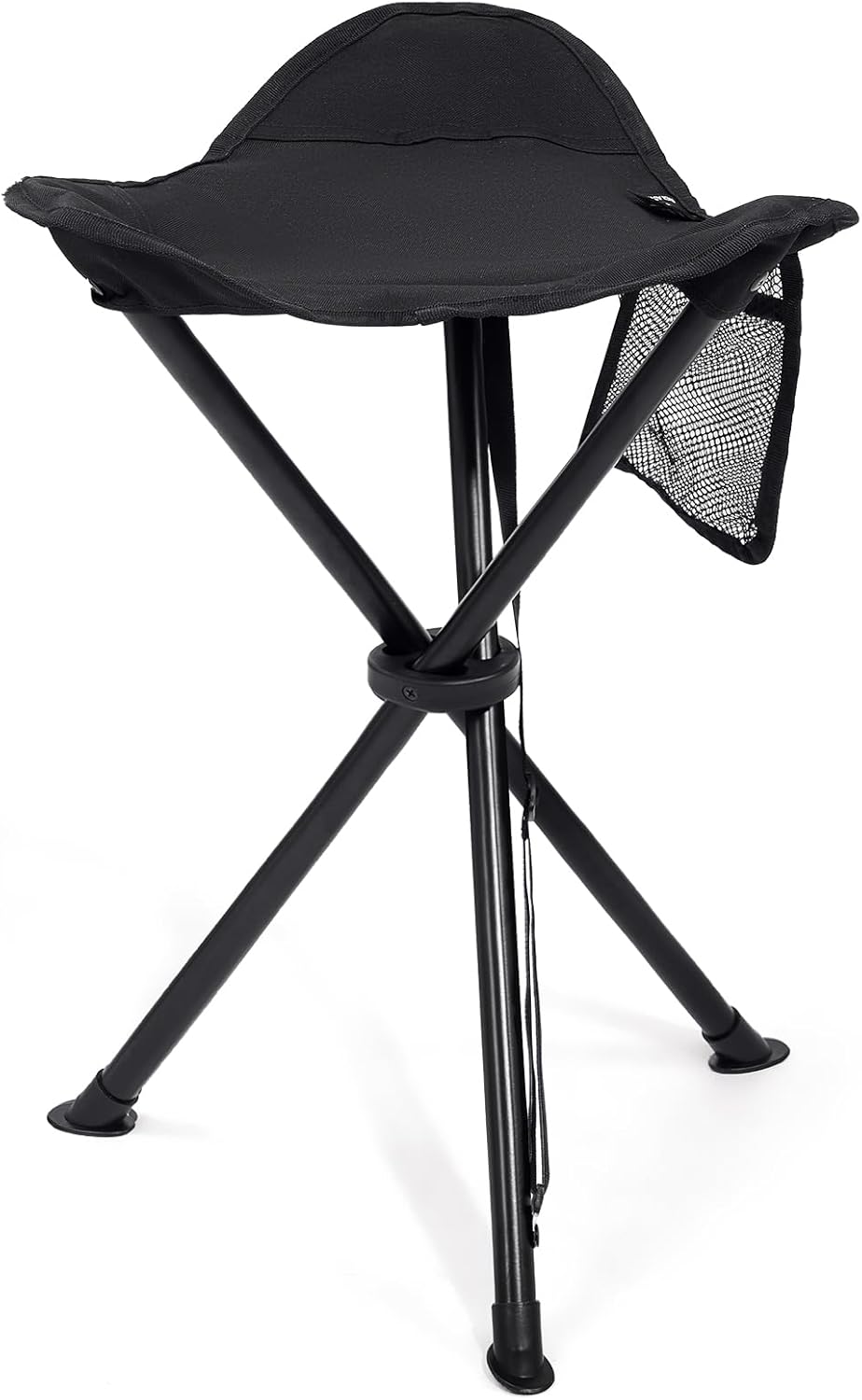 EVER ADVANCED Sgabello pieghevole da campeggio ultraleggero, 53,3cm altezza, 102 kg carico con tasca laterale, per campeggio, caccia, escursionismo, pesca, nero