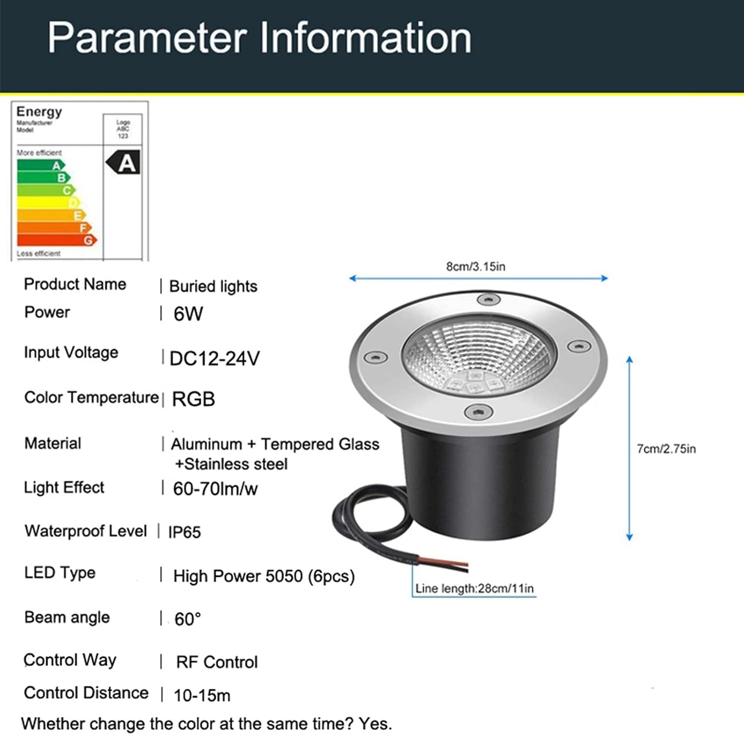 RGB-LED-Innenbeleuchtung, 6 W, wasserdicht, Landschaftsbeleuchtung, Fernbedienung, 12 V/24 V, Farbwechsel, Außenleuchten für Gärten, Terrassen und Plätze